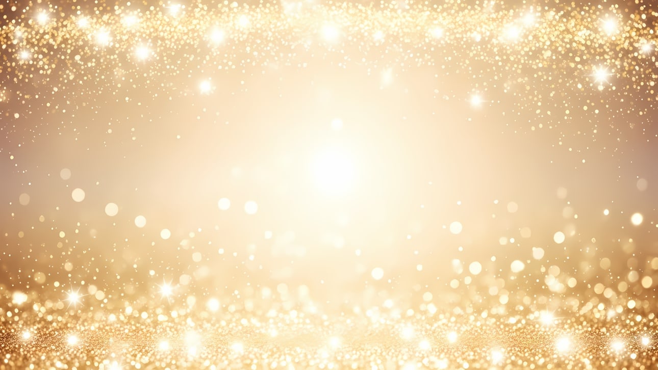 An elegant golden glitter and bokeh background, perfect for festive holidays, luxury events, or glamorous designs.