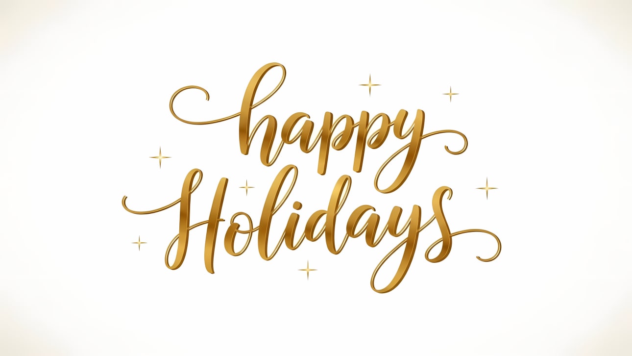 Celebrate the season with this elegant 'Happy Holidays' golden script calligraphy vector.