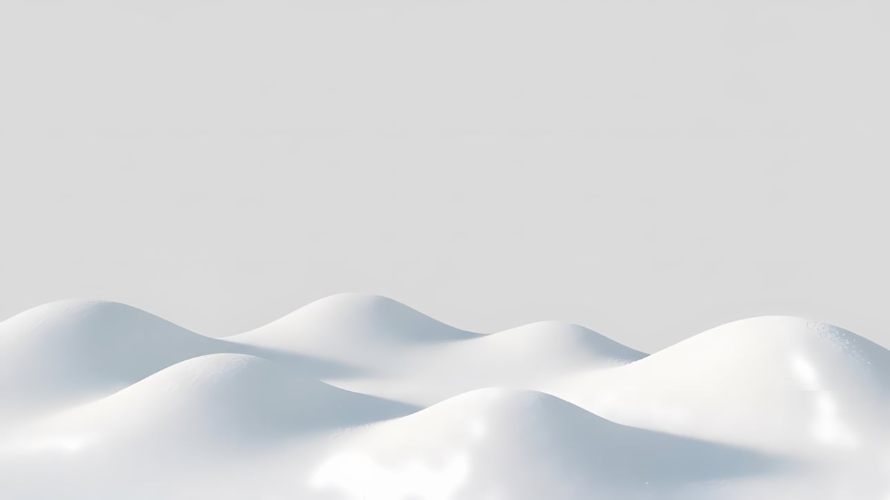 Explore this minimalist abstract landscape featuring soft white hills and gentle shadows.