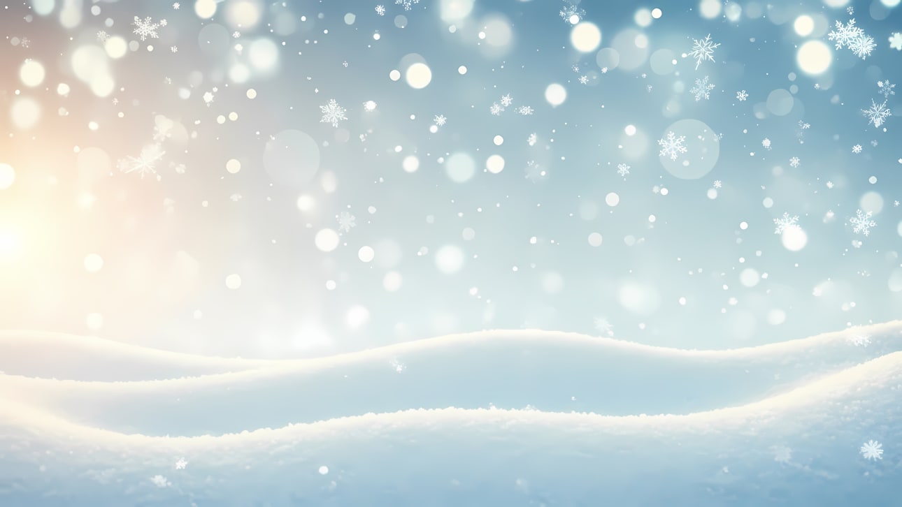 Download this beautiful winter background featuring falling snowflakes, soft bokeh lights, and gentle snowdrifts. Perfect for festive designs.