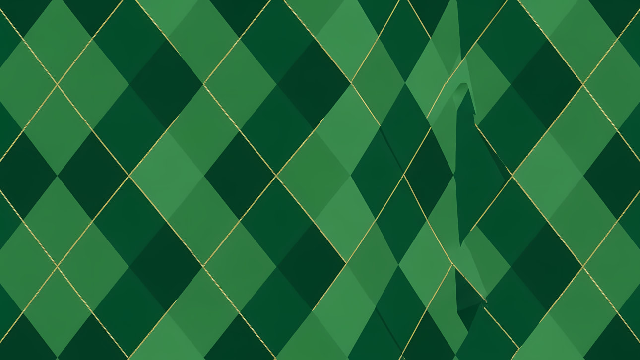 Download this elegant free vector background featuring a modern argyle-like pattern of green diamonds with luxurious golden lines and a subtle 3D