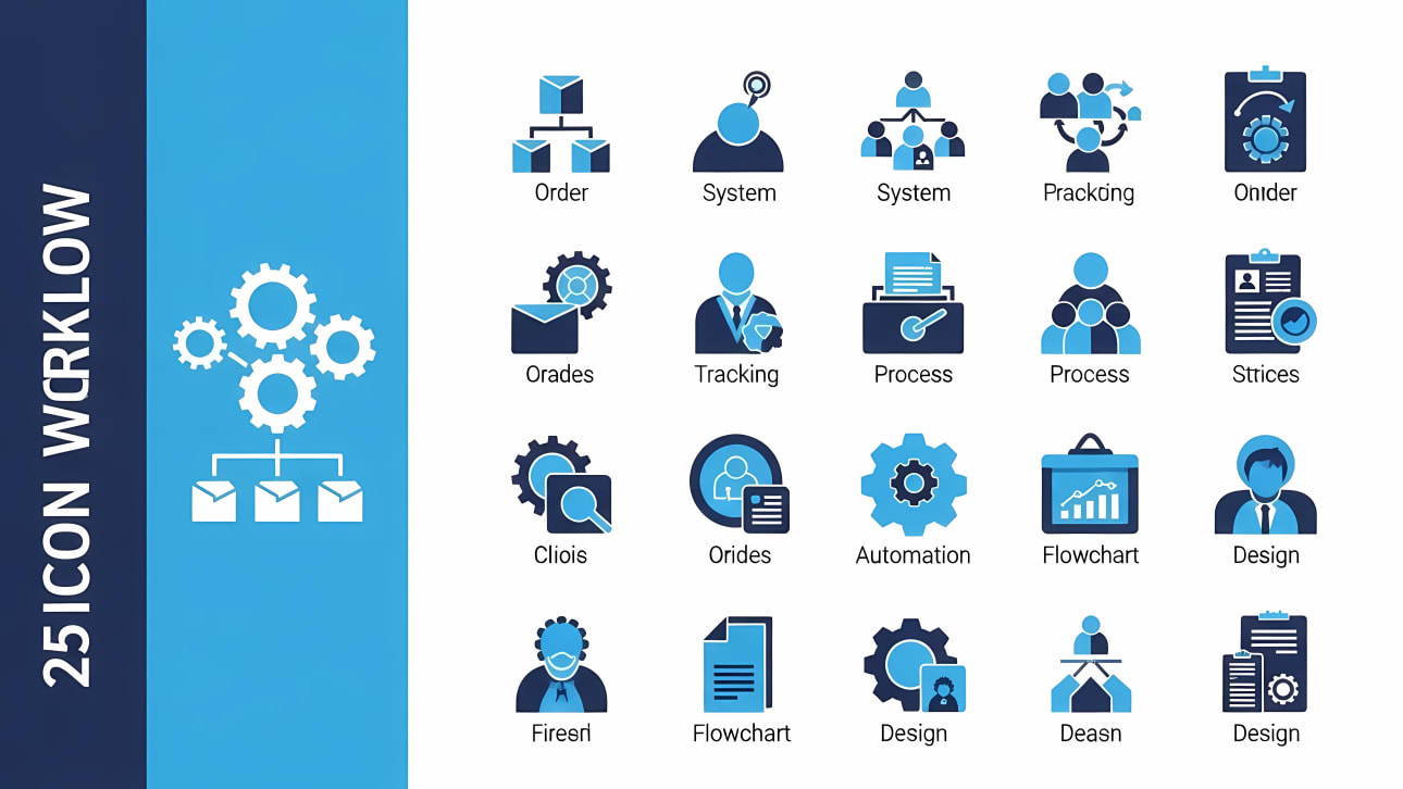 Download this free vector set of workflow and business process icons.