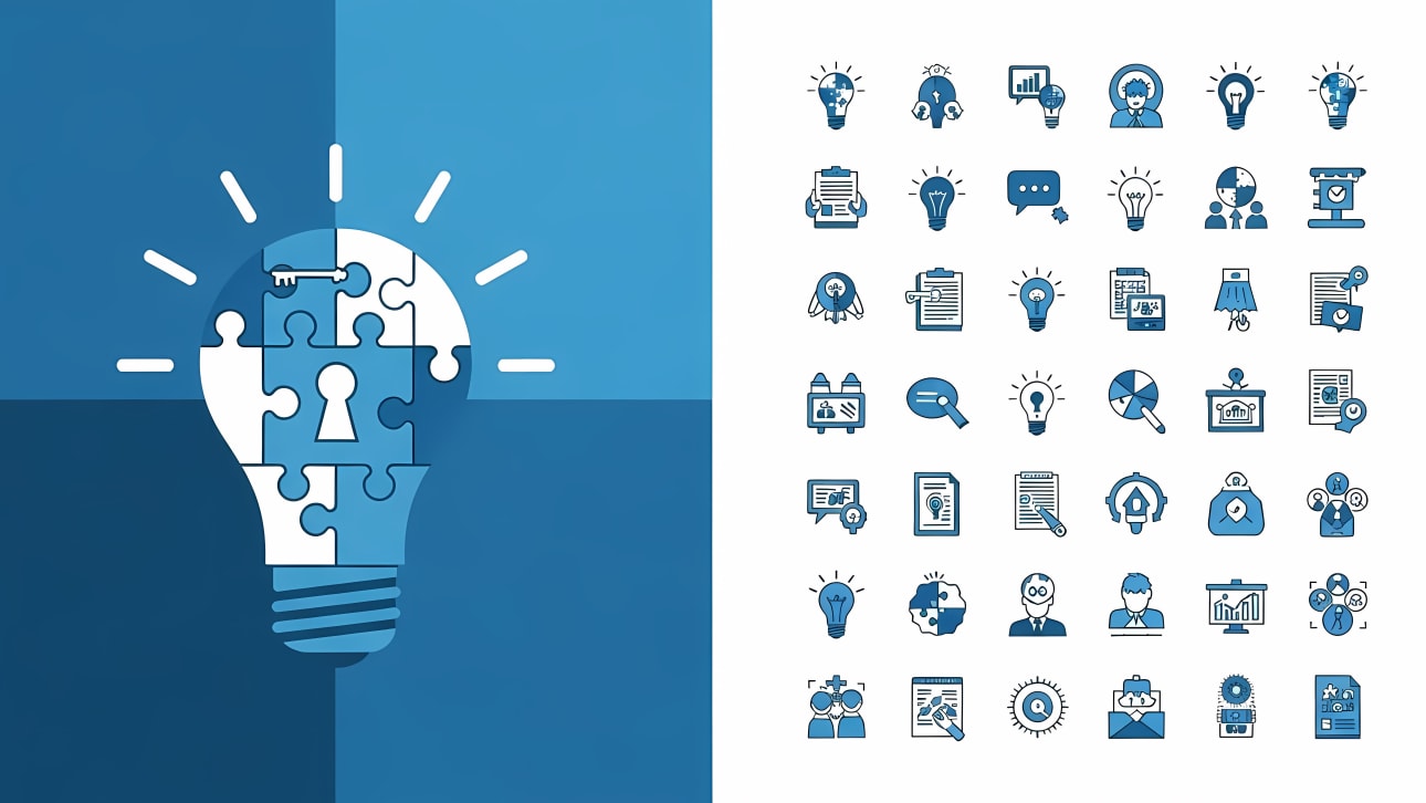 Explore this versatile set of business idea and problem-solving vector icons.