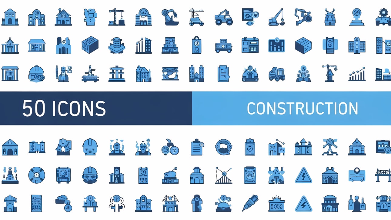 Download this comprehensive free vector pack of 50 construction icons.
