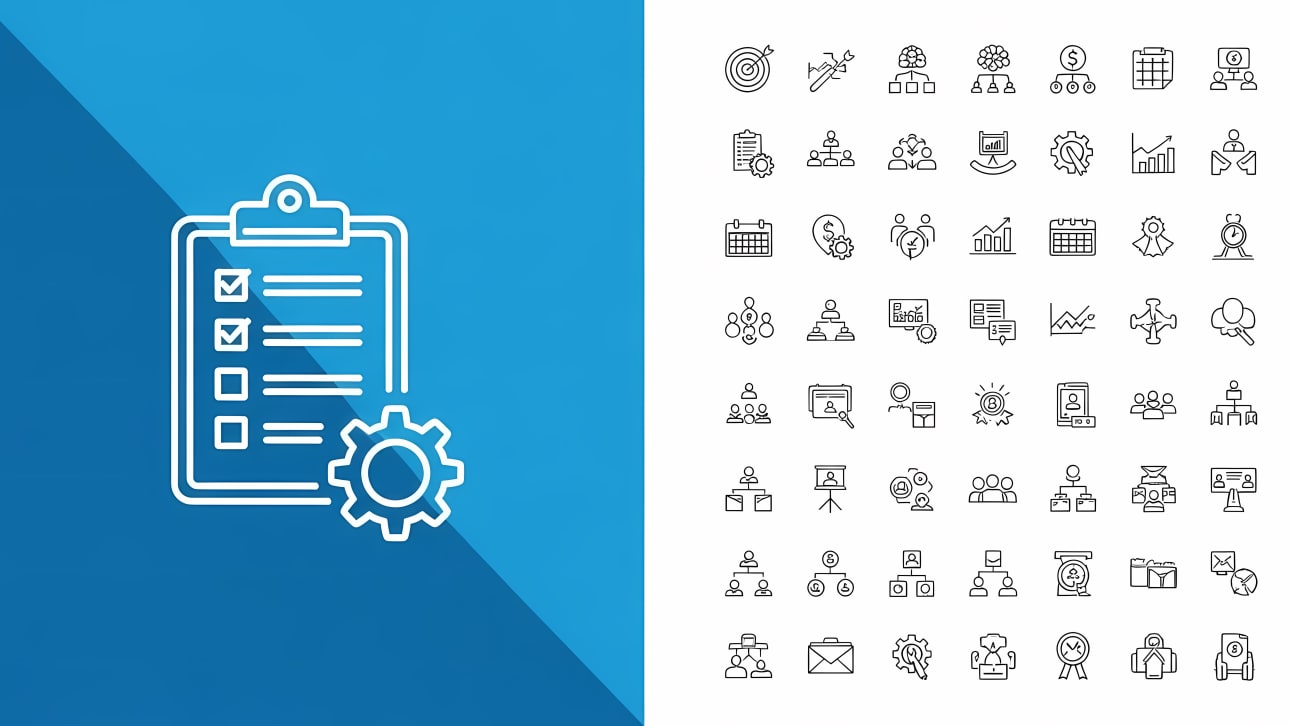 Download a comprehensive set of outline vector icons for business, management, and organization. Perfect for websites, apps, and presentations.