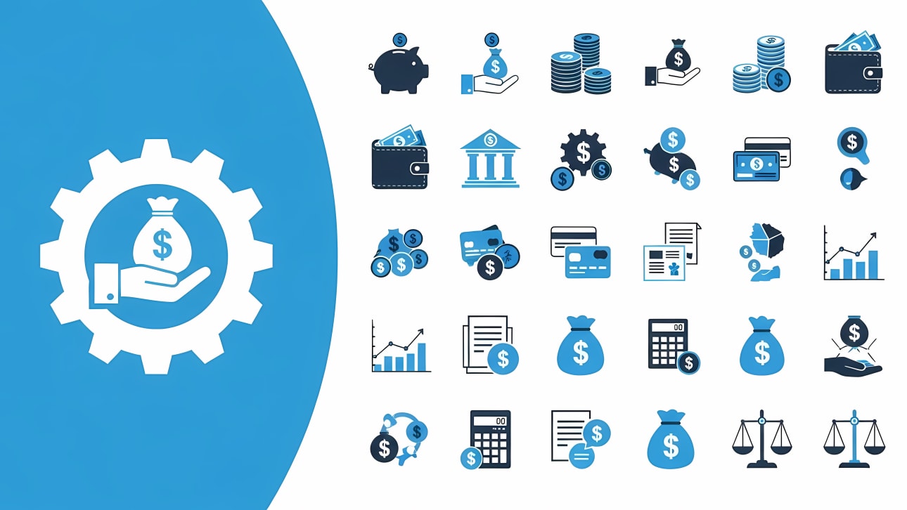 Explore a comprehensive collection of finance and money icons, perfect for business, banking, investment, and financial planning designs.