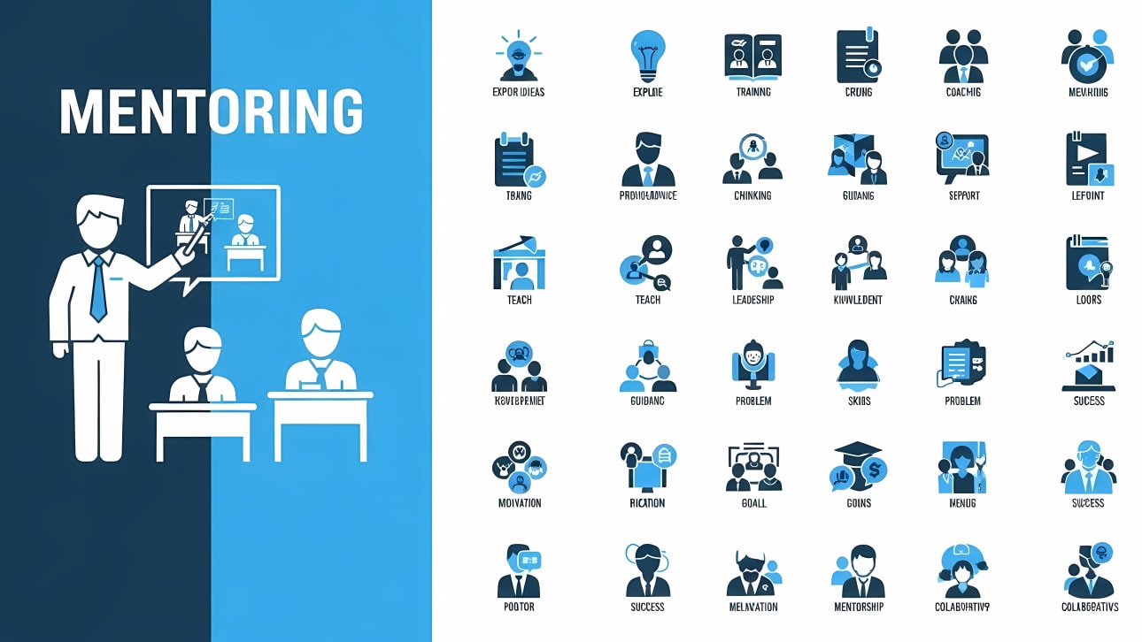Download this comprehensive free vector set of mentoring icons.