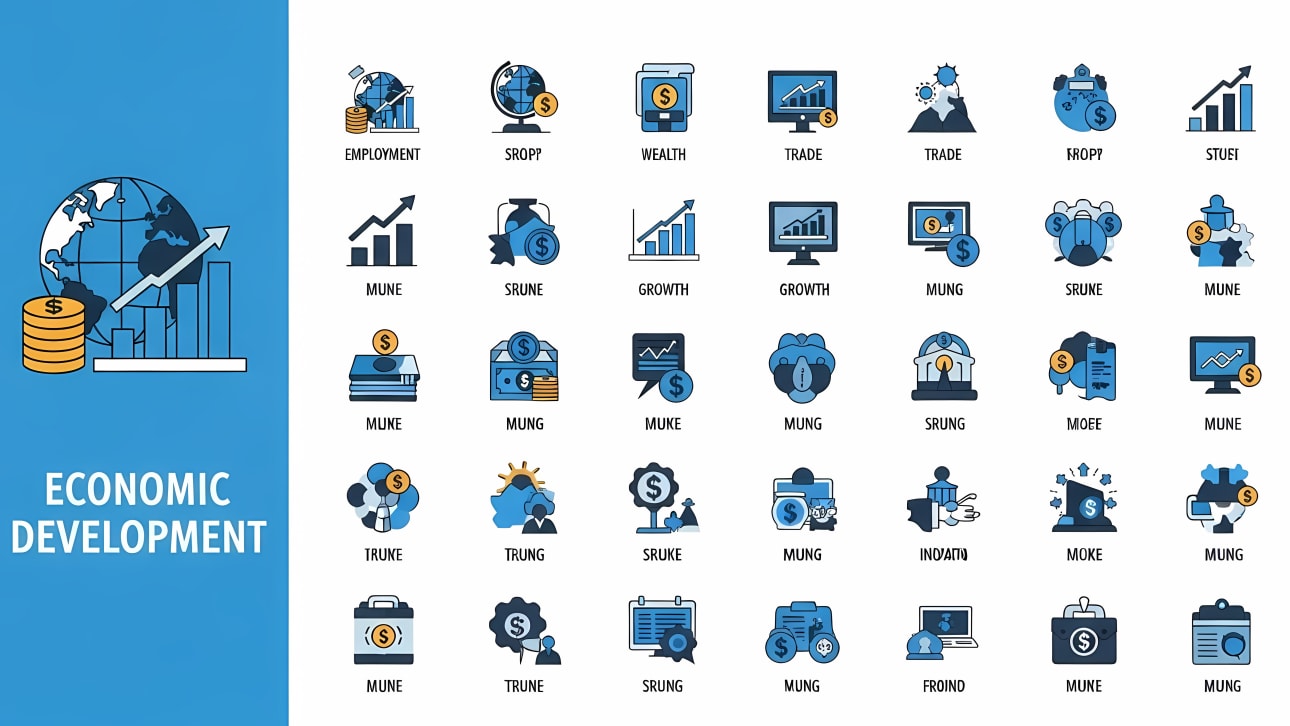 A comprehensive set of free vector icons for economic development, finance, and business.