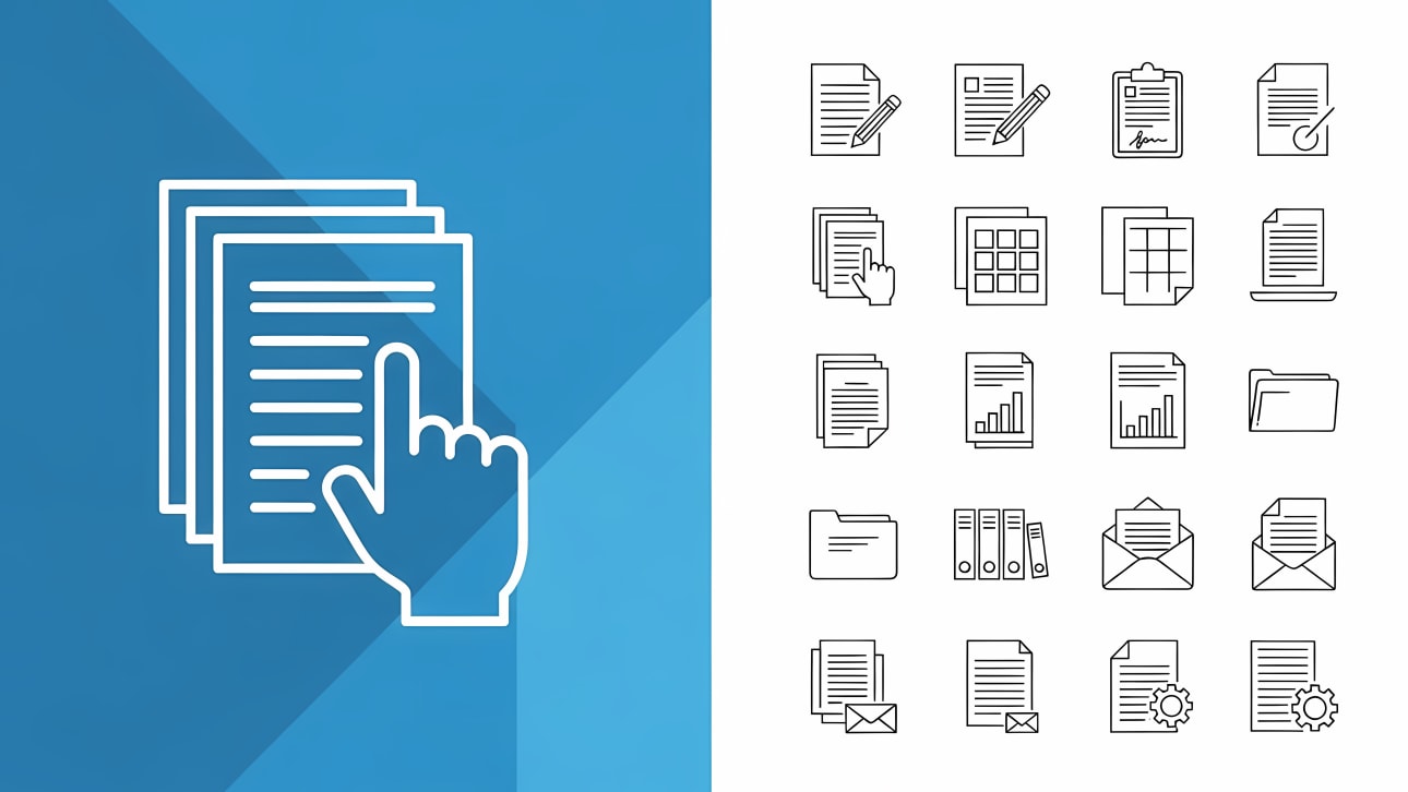Explore a comprehensive set of document and file management line icons. Perfect for websites, apps, and presentations.