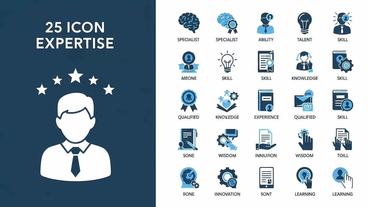 Download this set of 25 professional expertise and skill icons.