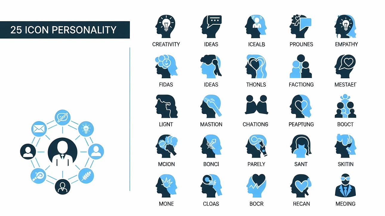 Explore this comprehensive collection of 25 unique personality and human mind icons.