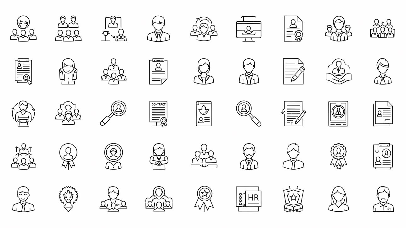 Explore a comprehensive set of human resources and people line icons.