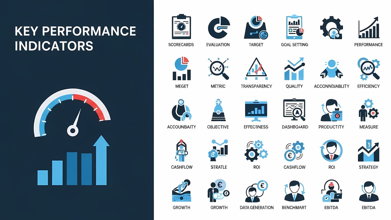 Explore our comprehensive set of Key Performance Indicators (KPI) icons, perfect for business analytics, dashboards, and reporting.
