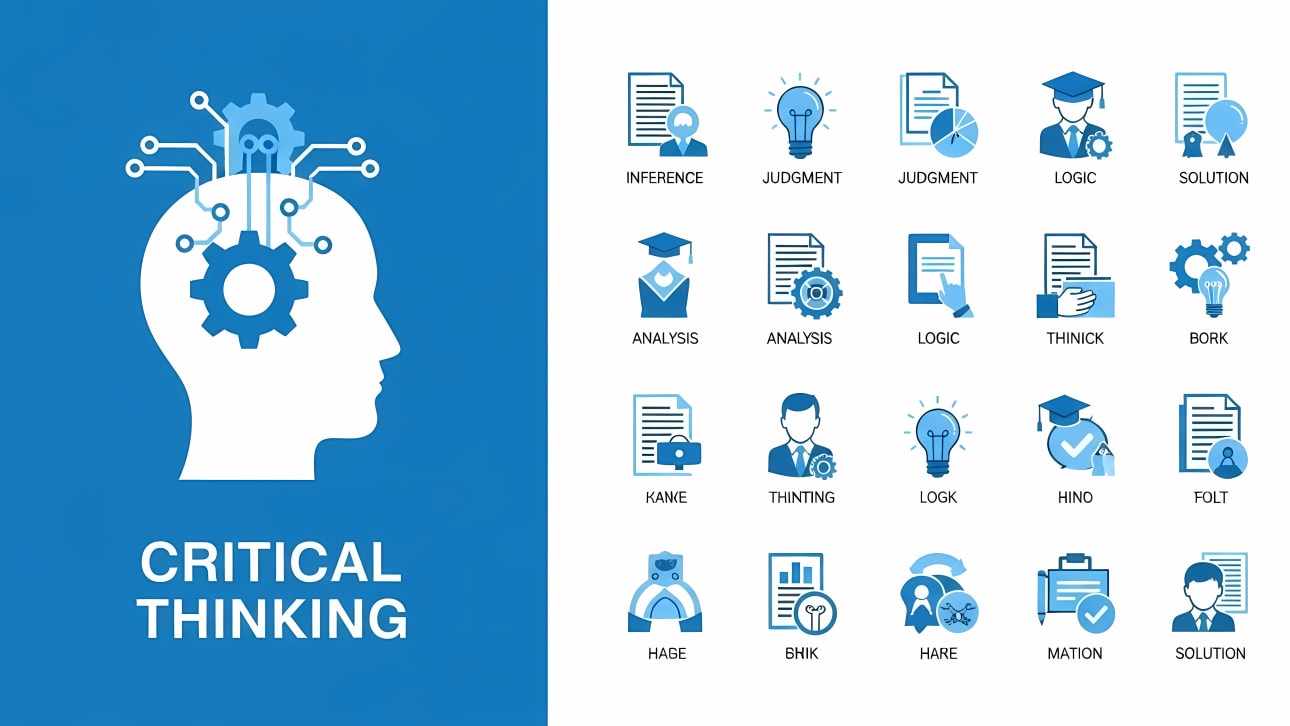 Vector set for critical thinking, AI, and problem-solving.