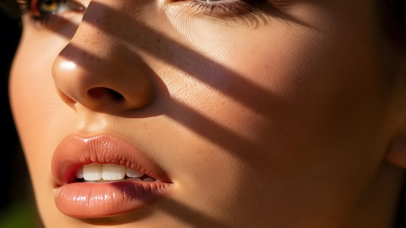 Highlight your beauty projects with this close-up featuring perfect skin and captivating light.