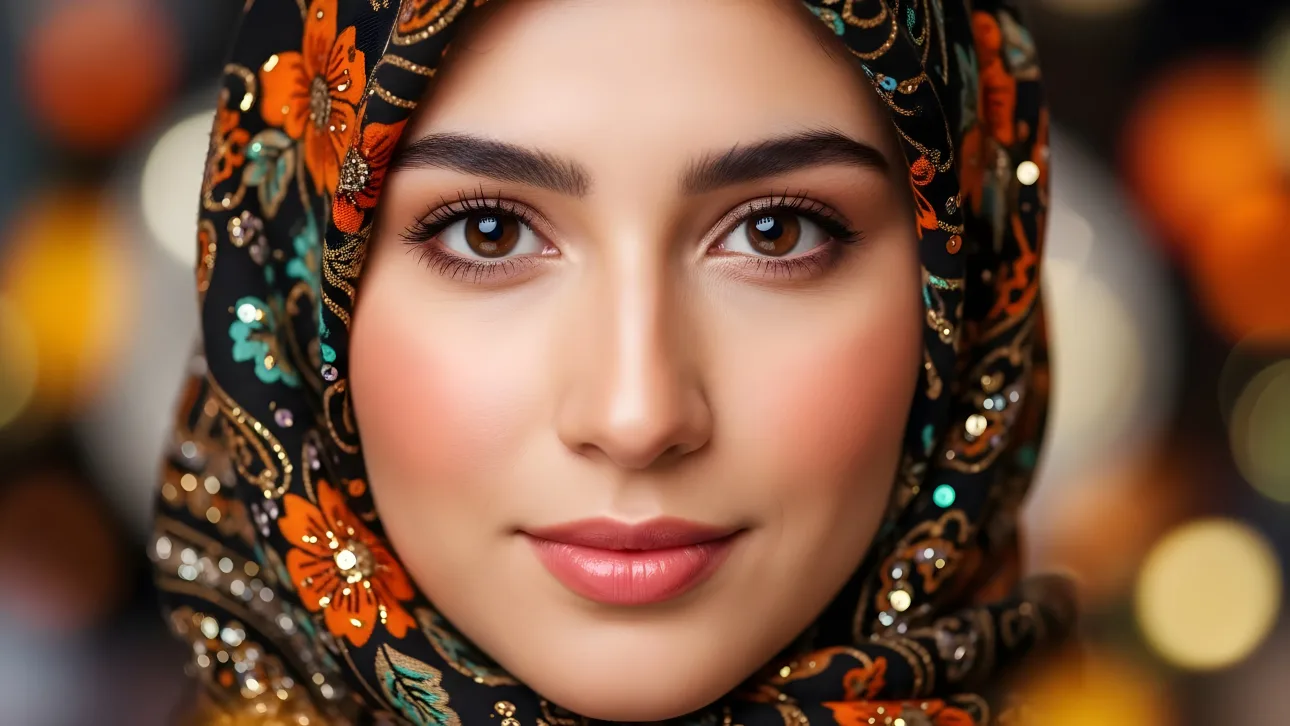 Capture cultural beauty with this stunning portrait.  Showcases elegance and tradition, ideal for adding authenticity to diverse design projects.