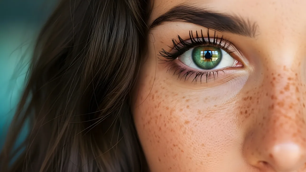 Explore the mesmerizing detail of this emerald eye, reflecting a tranquil window scene.