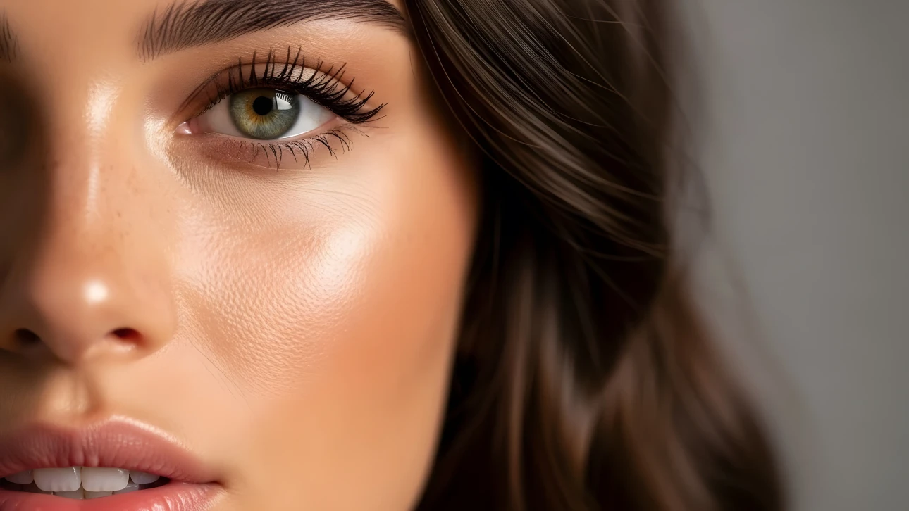 Elevate your project with this striking close-up. Showcases a woman's eye with detailed lashes and soft skin.