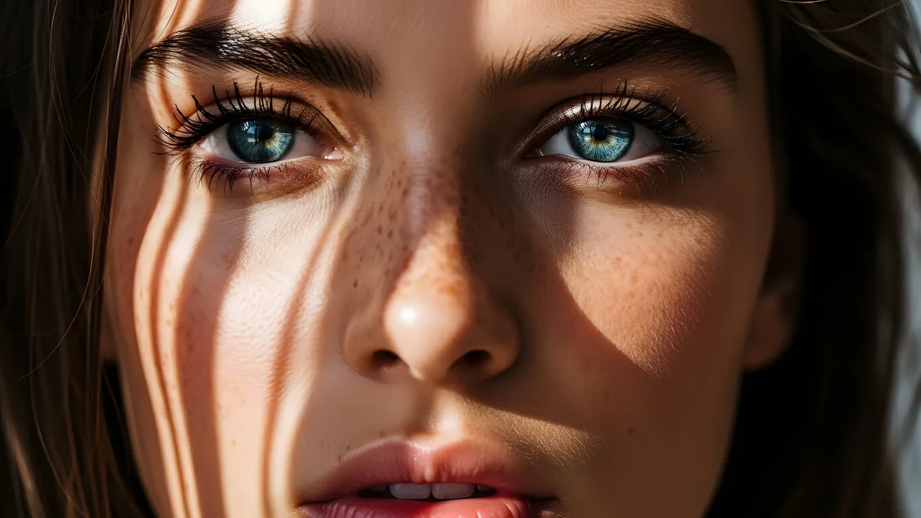 Showcase natural beauty with this close-up image of a woman's face.