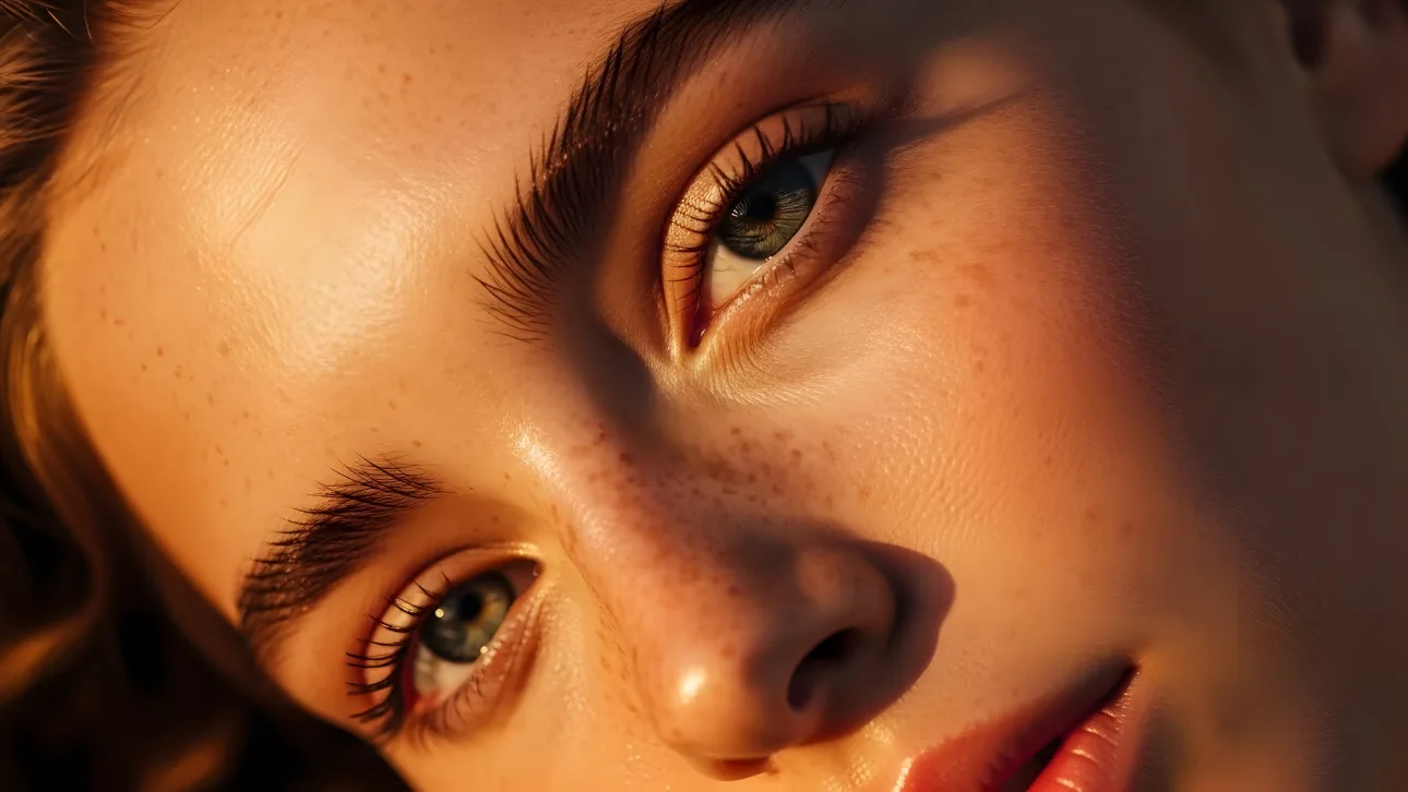 Enhance your project with this detailed portrait of a woman's face. High resolution and natural lighting for premium design applications.