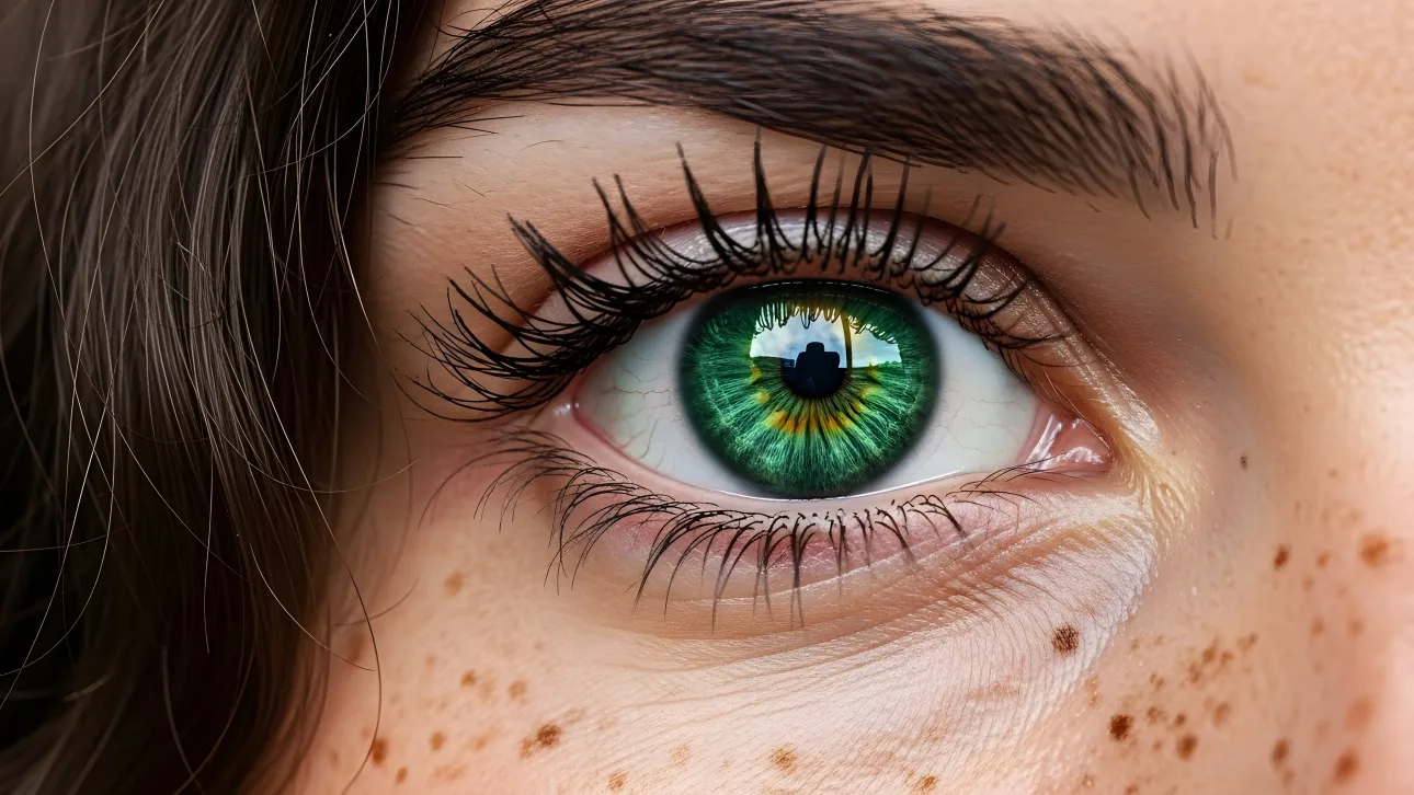 Explore a mesmerizing close-up featuring a vivid green eye. Ideal for cosmetic ads, or artistic projects needing a unique visual edge.