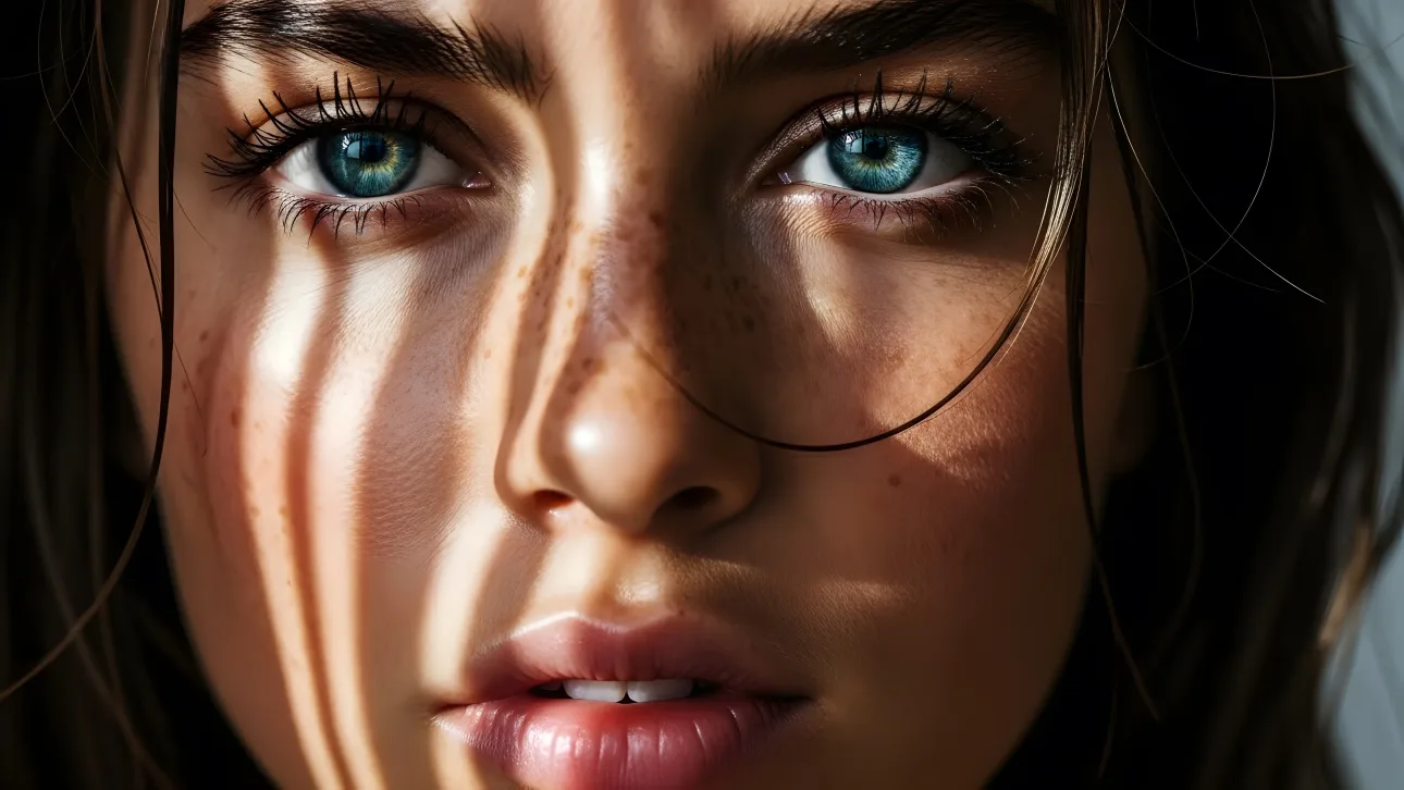 Reveal your creative vision with this striking portrait featuring captivating eyes and dramatic light play.