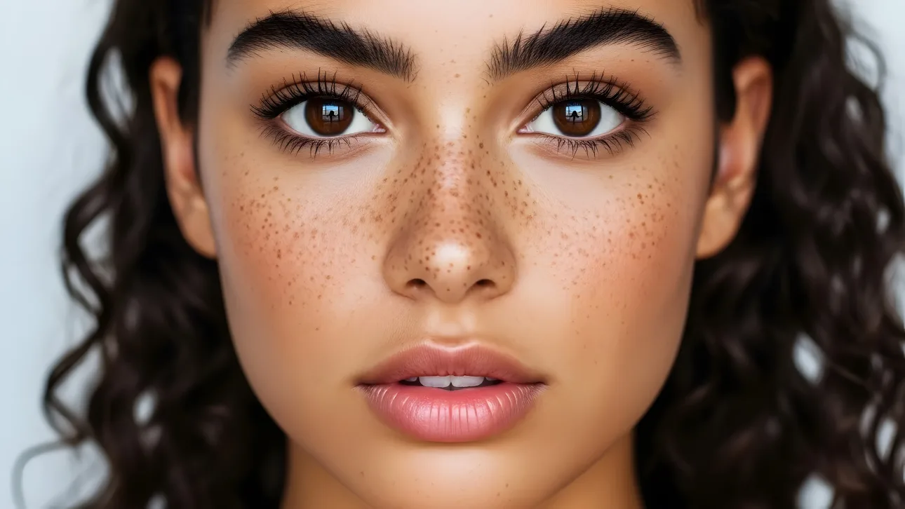 Elevate your visuals with a detailed freckled face illustration. Premium design asset is perfect for high-end branding and beauty campaigns.