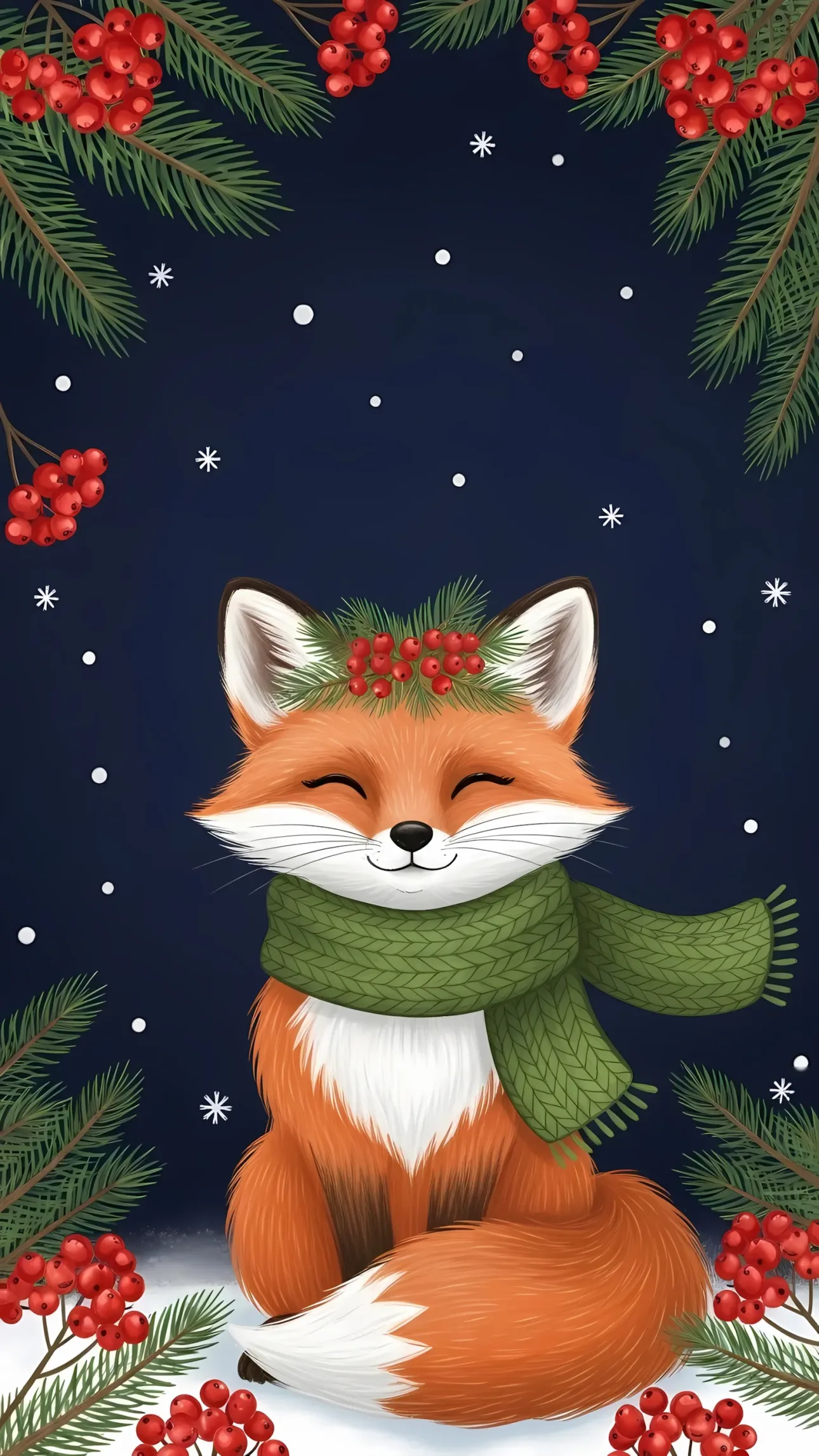 Enhance your projects with this charming fox illustration featuring winter foliage. A premium design asset that is perfect for seasonal designs and crafts.