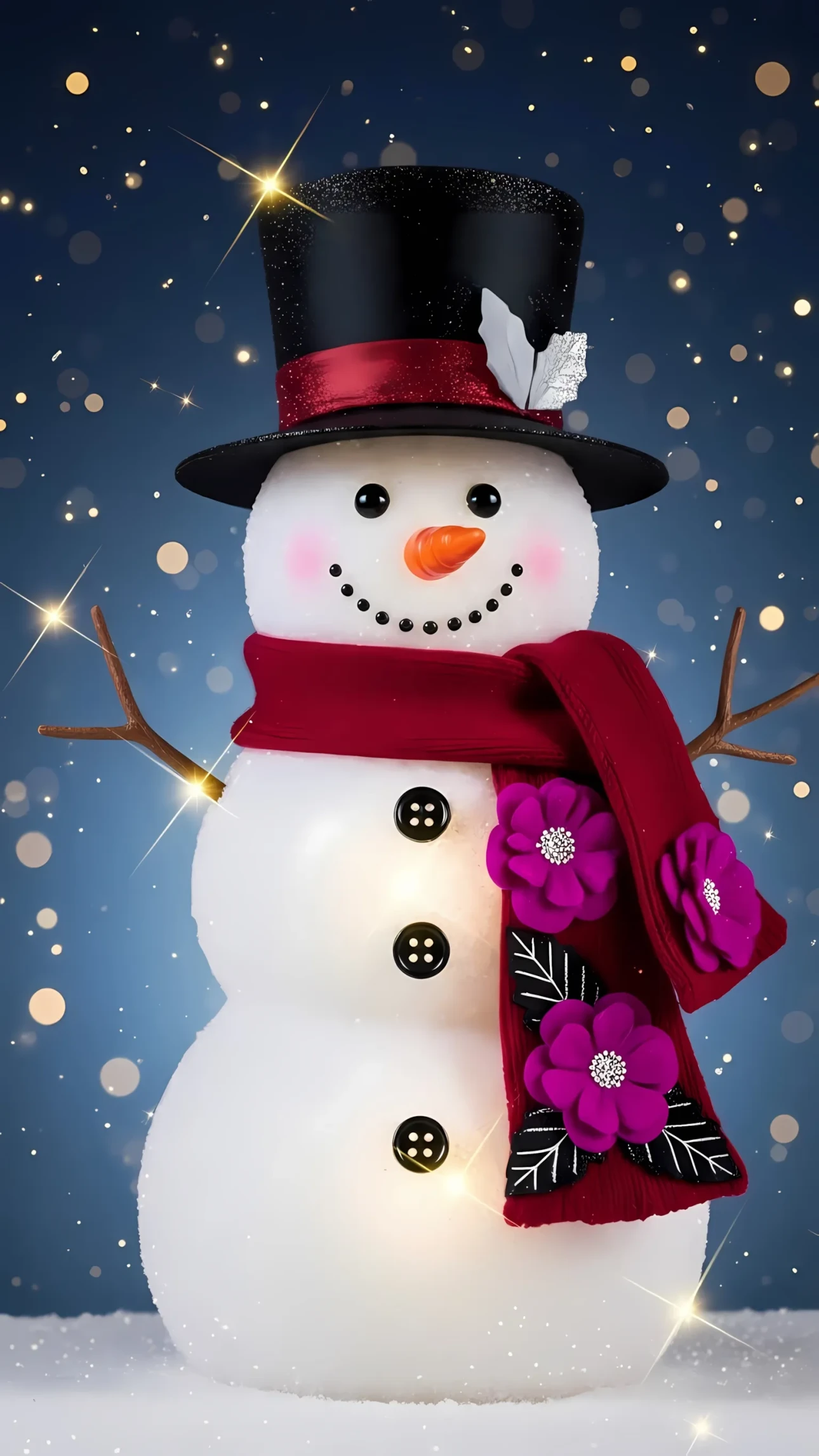 Elevate your holiday designs with this charming snowman illustration featuring festive details. Perfect for seasonal greeting cards and winter-themed marketing materials.