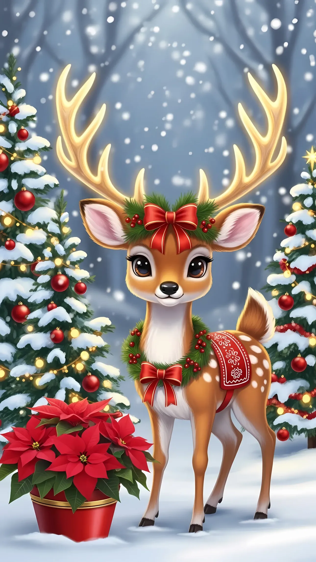 Elevate your designs with this adorable reindeer illustration, featuring festive details. A premium graphic asset, perfect for holiday-themed projects.