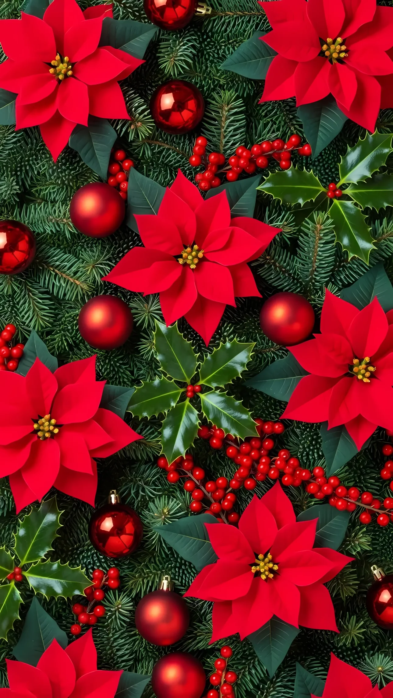 Elevate your holiday designs with this festive poinsettia arrangement featuring vibrant red and lush greens. Perfect for premium Christmas-themed projects.
