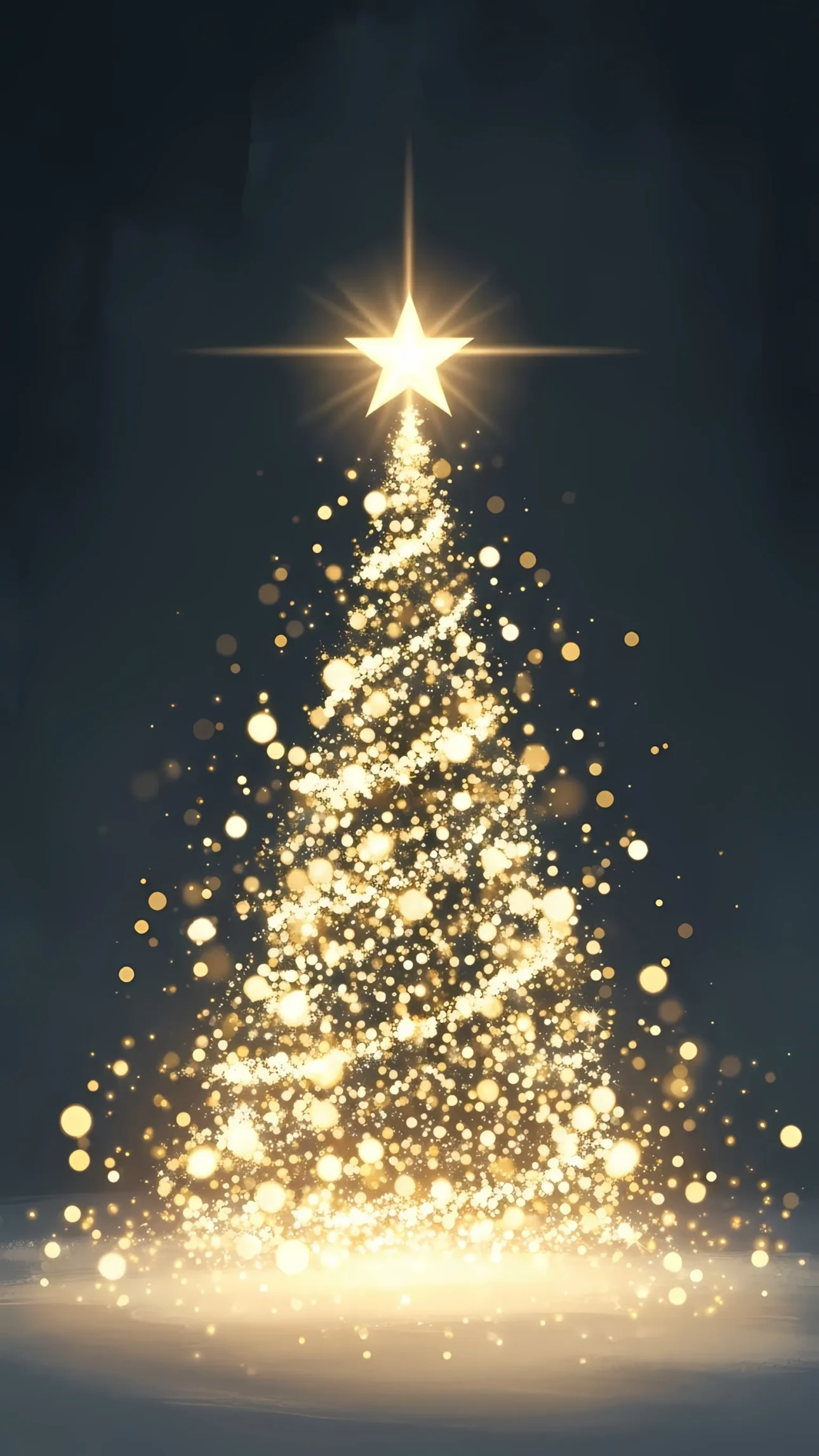 Elevate your holiday designs with this sparkling Christmas tree illustration, featuring golden lights and a star. A premium design asset ready for instant commercial use.