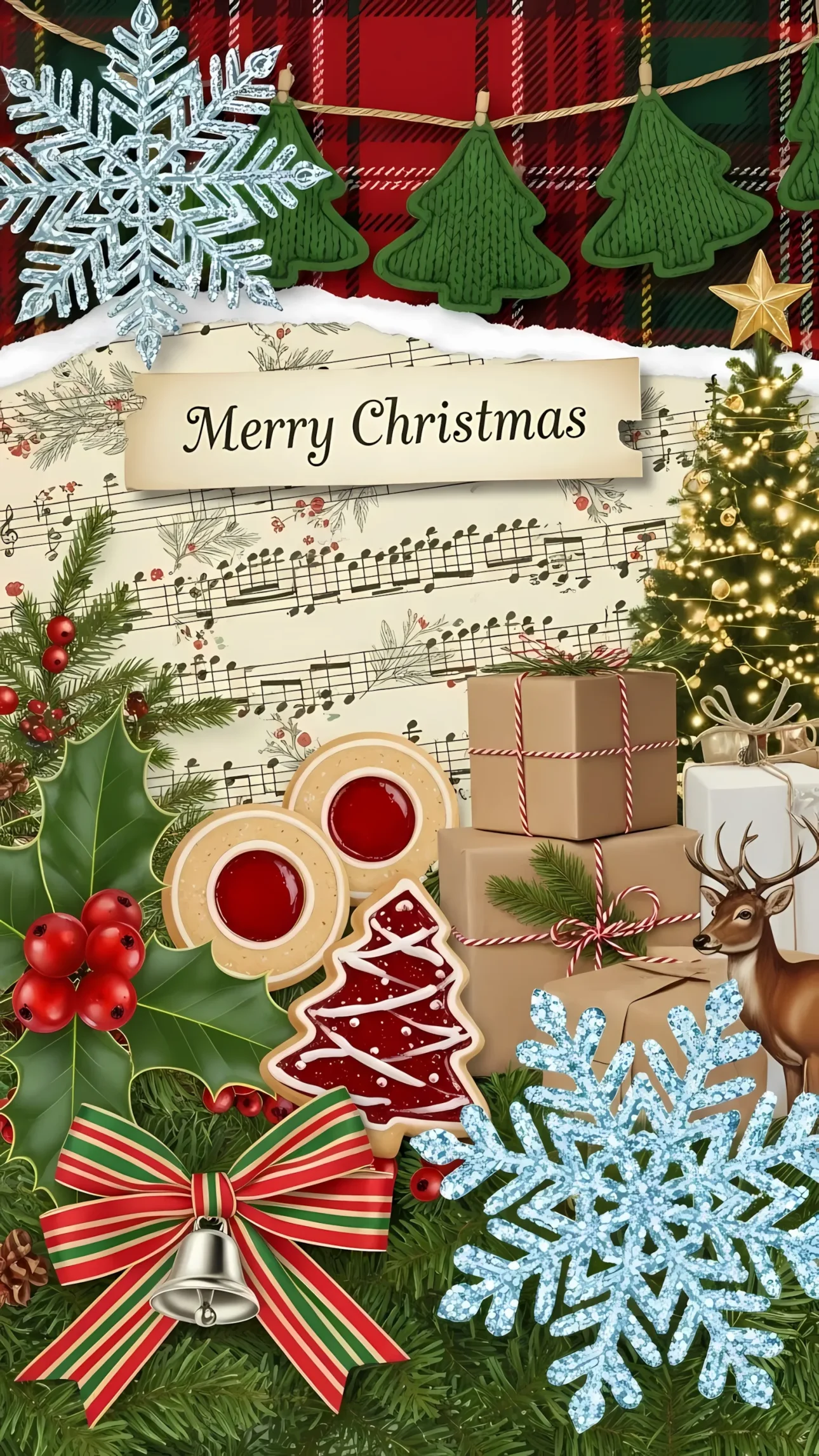 Elevate your holiday designs with this Christmas scene featuring festive cookies, decorations, and a warm aesthetic. Perfect for seasonal marketing materials and greeting cards.