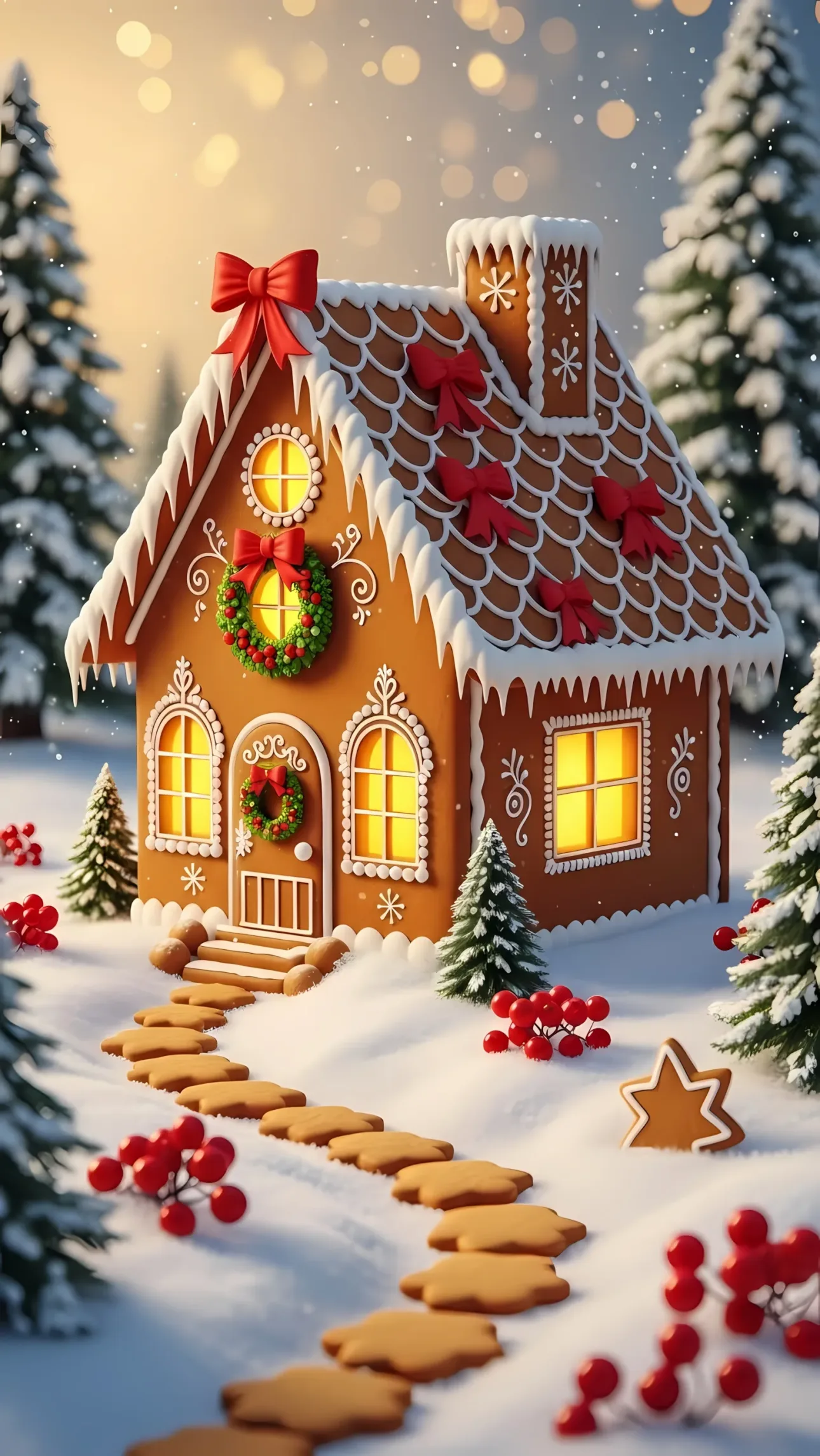 Elevate your designs with this charming gingerbread house illustration, radiating festive cheer. Perfect for seasonal marketing and holiday projects.