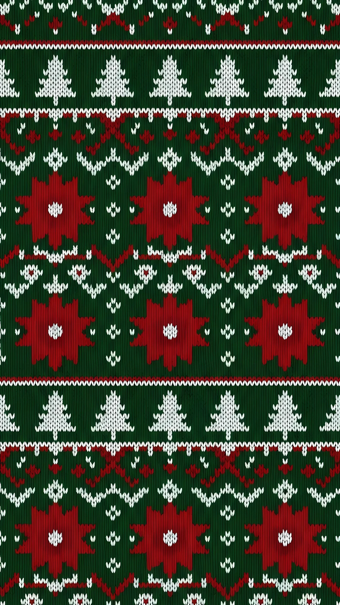 Elevate your holiday designs with this cozy Christmas sweater pattern featuring trees and flowers on dark green. Perfect for seasonal backgrounds.