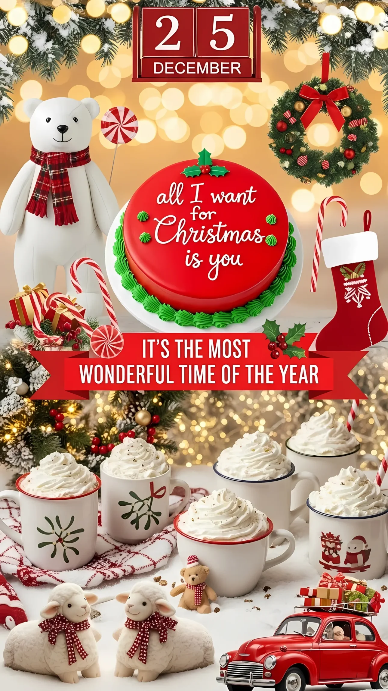 Enhance your holiday projects with this charming Christmas scene featuring festive treats and decorations, perfect for seasonal campaigns and heartwarming designs.