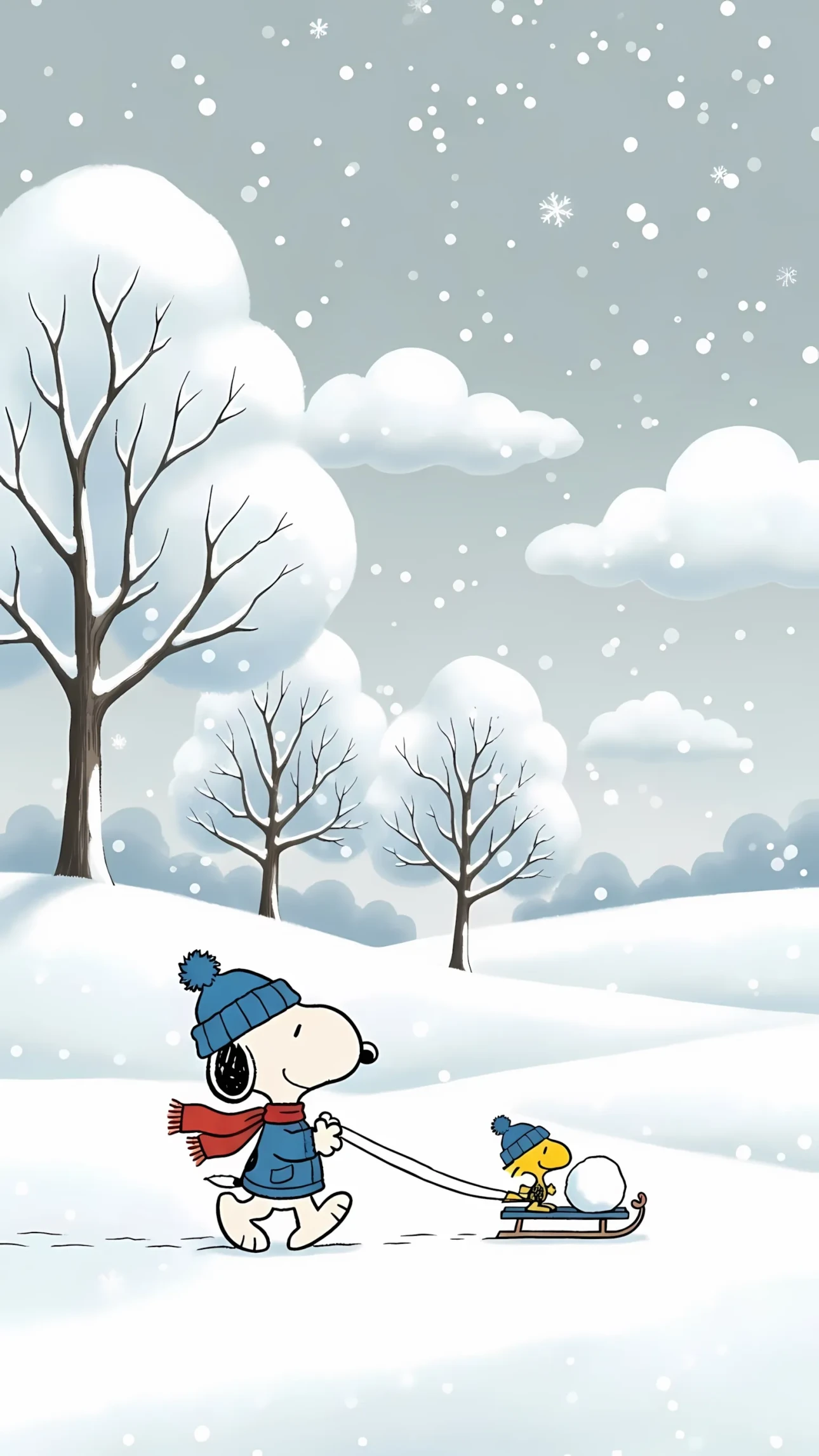 Enhance your projects with this Snoopy and Woodstock illustration, ideal for winter-themed designs and nostalgic holiday content. Ready for instant commercial use.