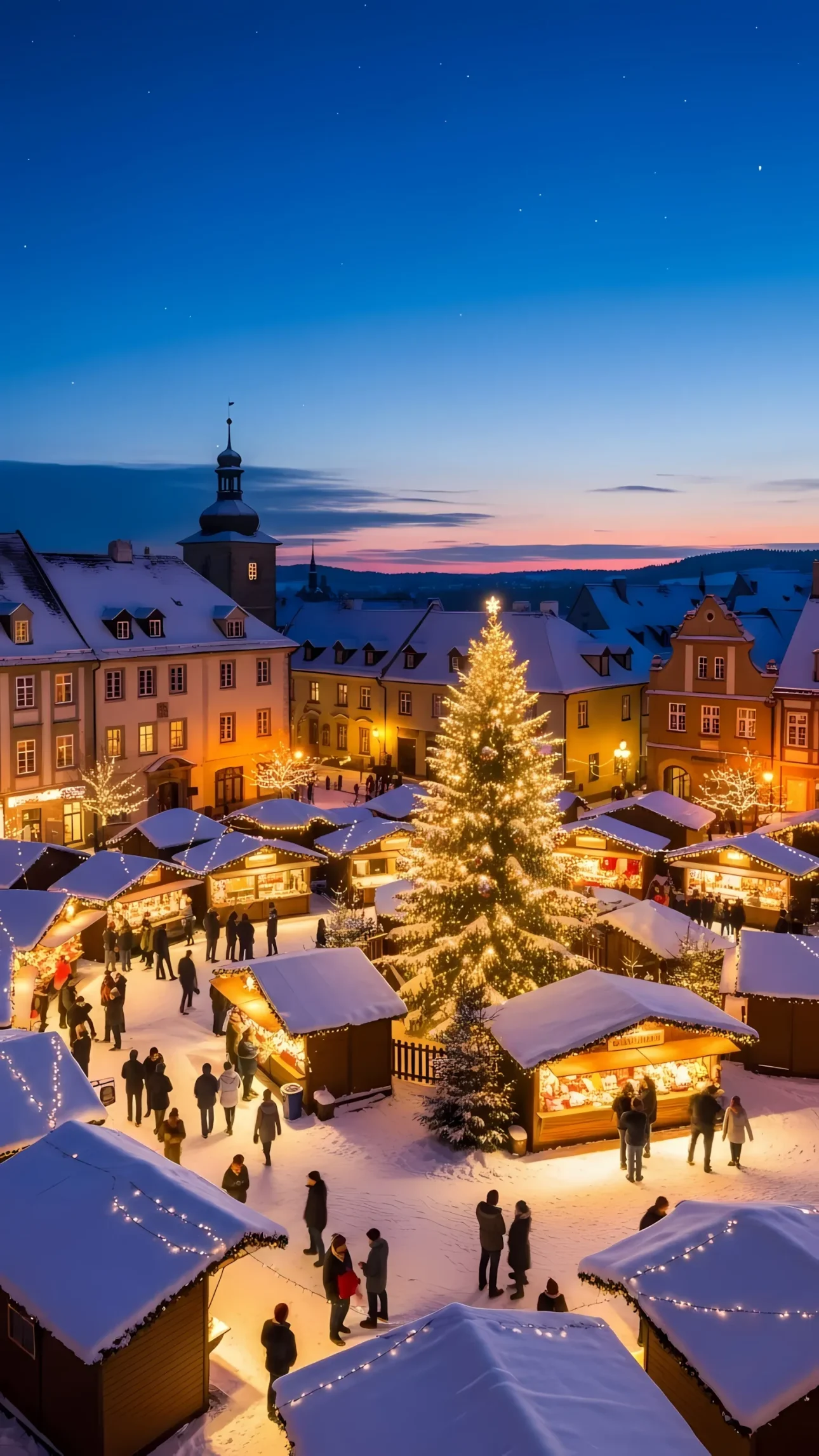 Experience the magic! Capture the essence of a European Christmas market with this image. Perfect for holiday promotions and seasonal campaigns.
