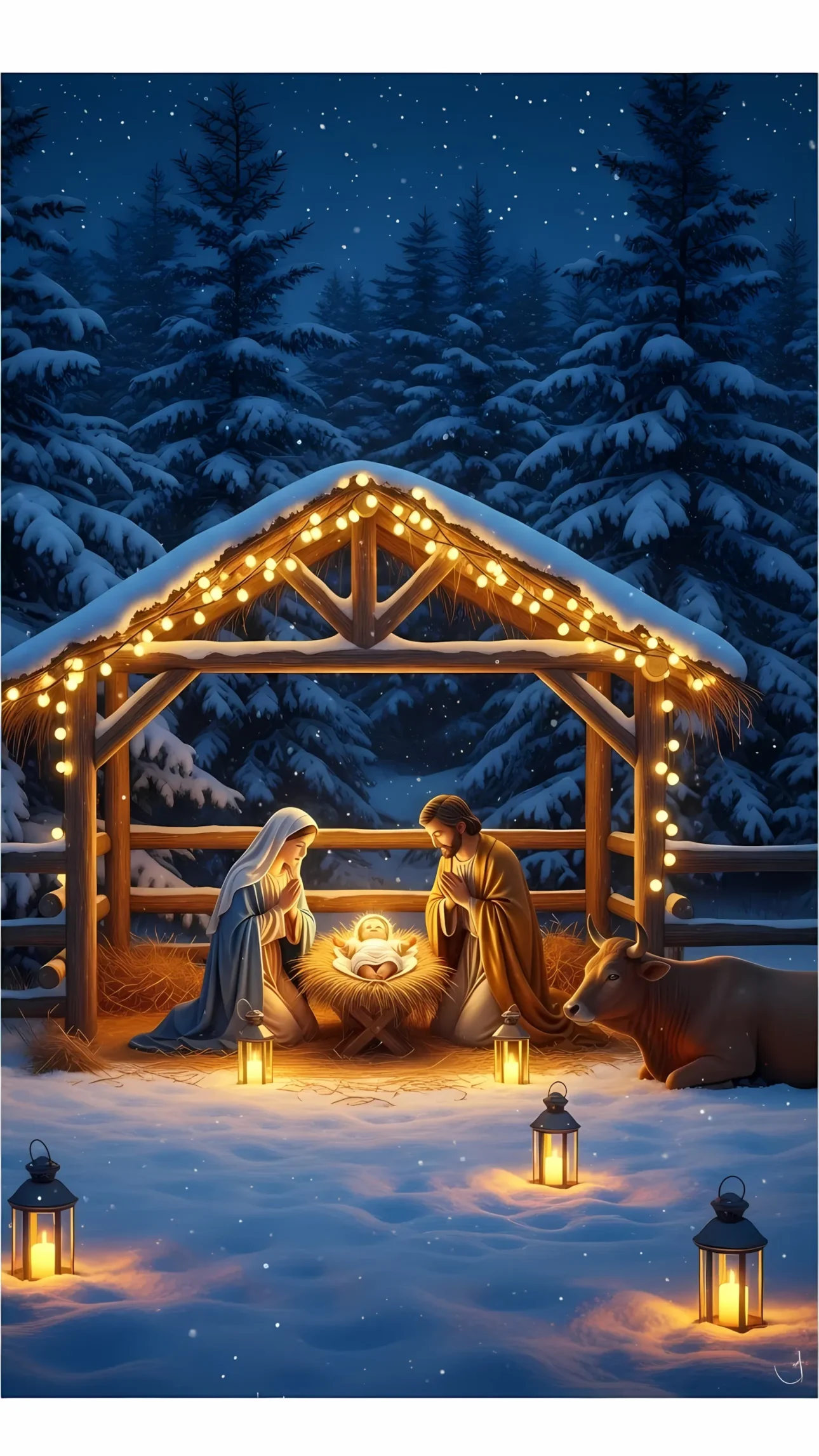 Evoke the spirit of Christmas with this nativity scene. Perfect for holiday cards, church bulletins, and inspirational designs. Ready for high-resolution projects.