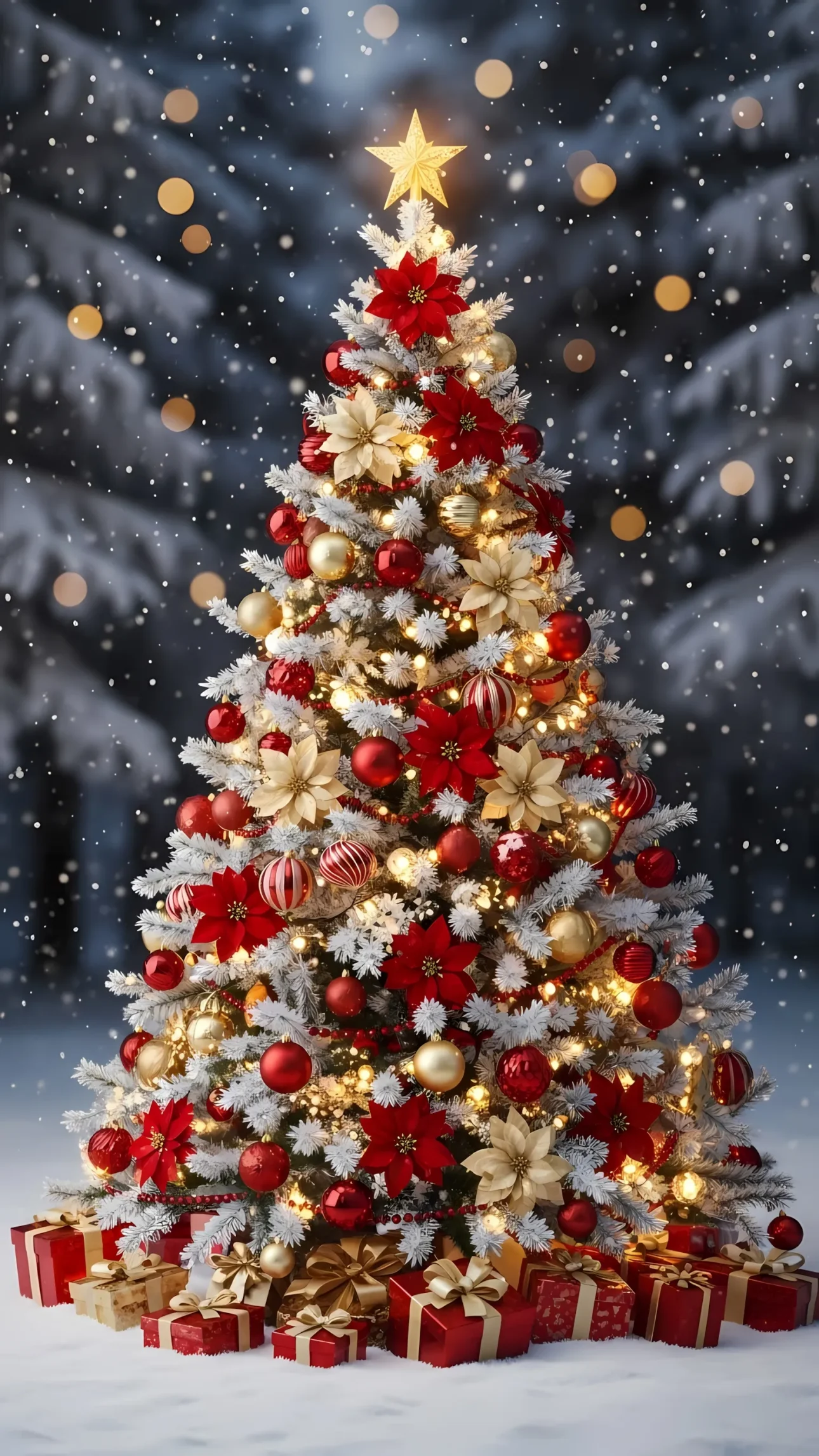 Enhance your holiday designs with this classic Christmas tree illustration featuring festive ornaments and gifts. Perfect for high-end branding and seasonal campaigns.