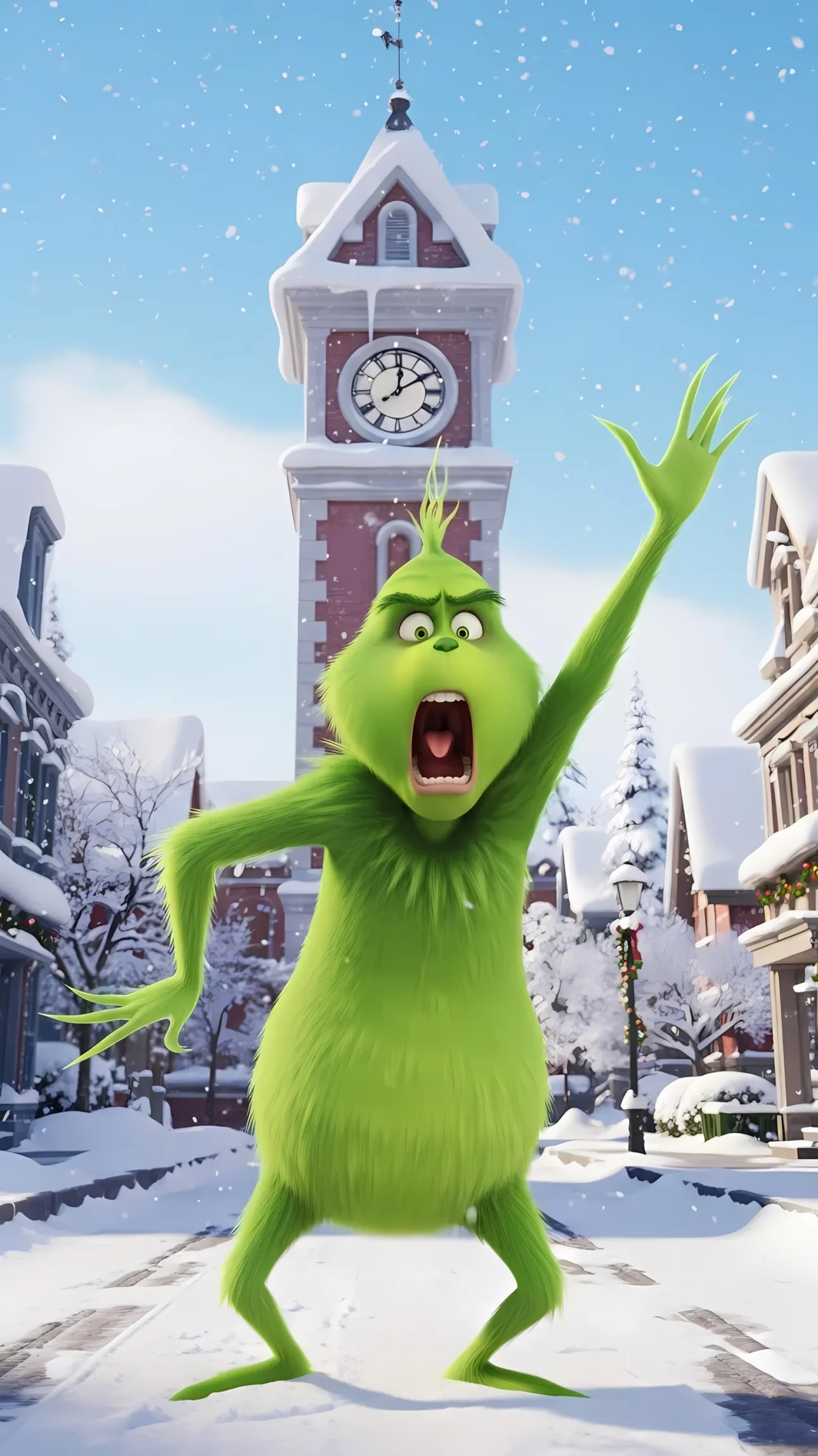 Capture the whimsical chaos with this vibrant illustration of the Grinch. Ideal for holiday-themed projects and adding a touch of mischievous fun, ready for commercial use.