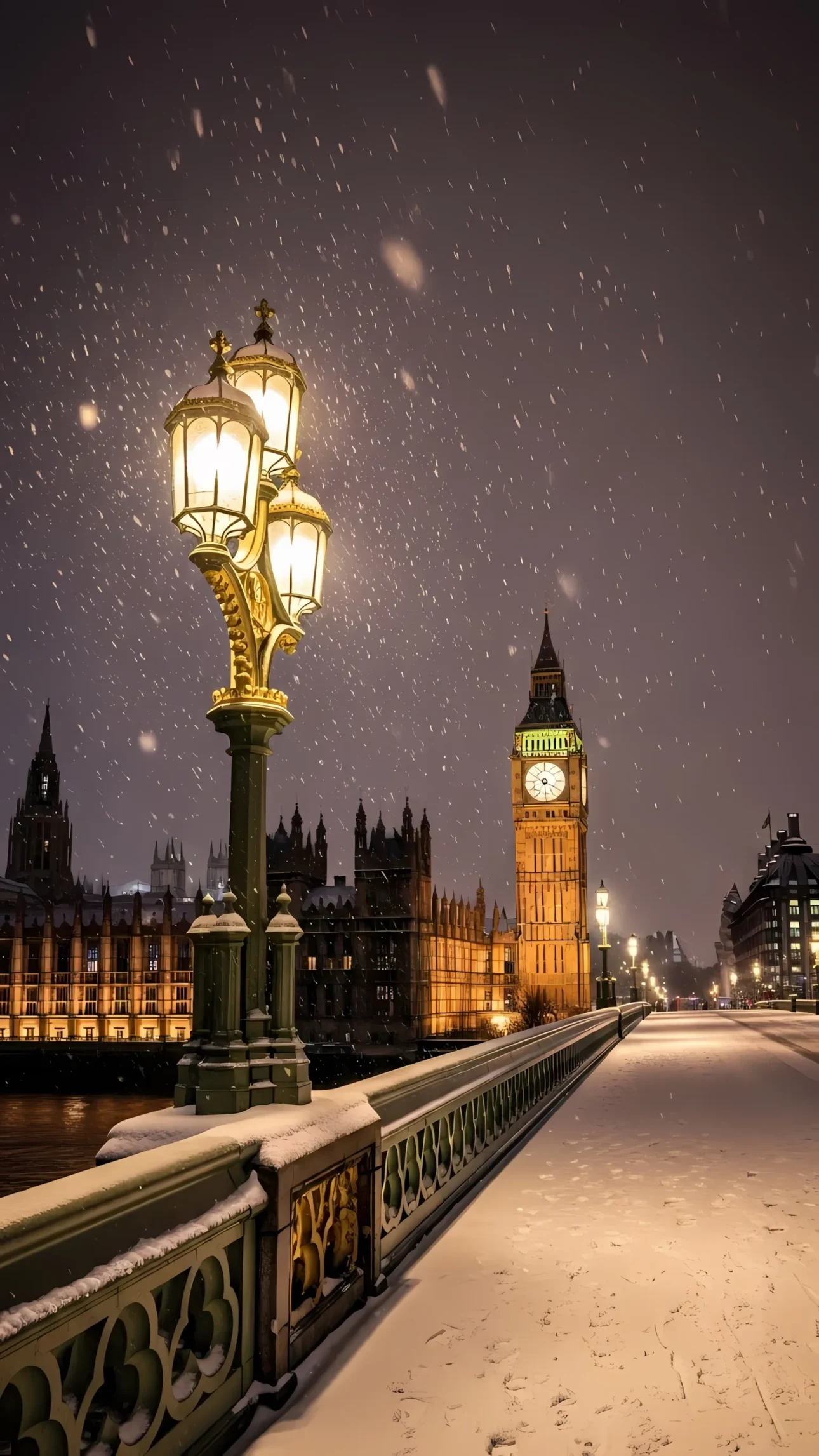 Capture the magic of London in winter with this stunning image of Big Ben under a snowfall. Perfect for travel blogs or historical documentaries.