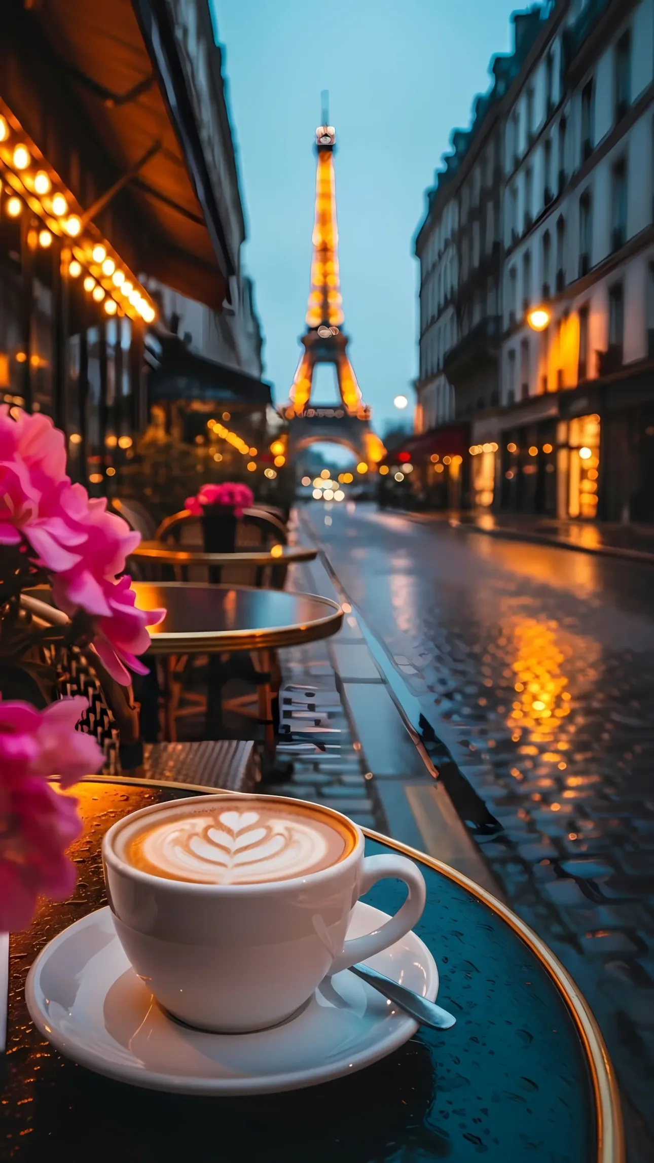 Capture the Parisian charm with this latte art photo, perfect for lifestyle blogs or cafe branding. Elevate your designs with this high-resolution image.