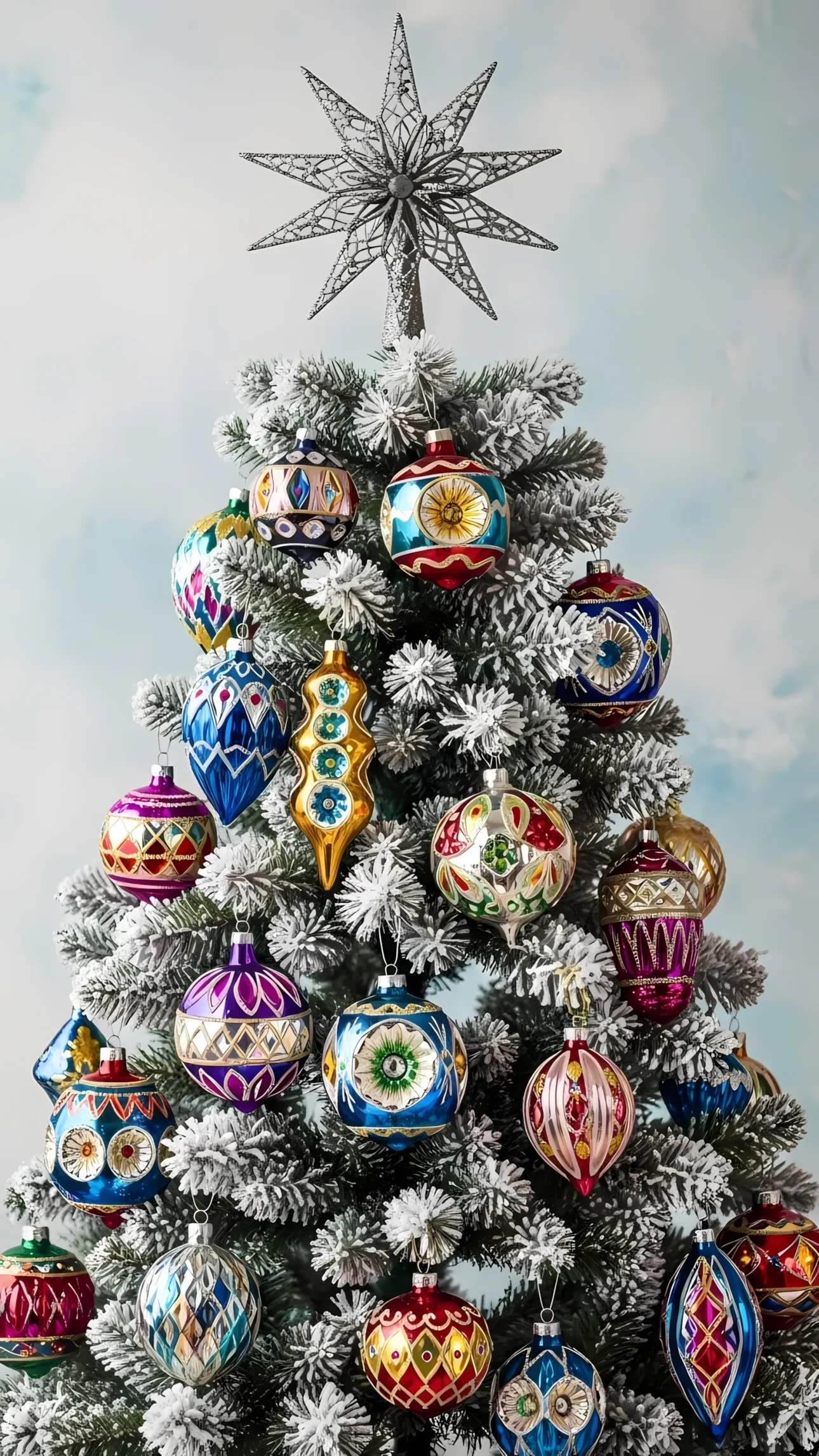 Elevate your holiday designs with this Christmas tree featuring vintage ornaments. A premium design asset perfect for creating nostalgic and festive projects.