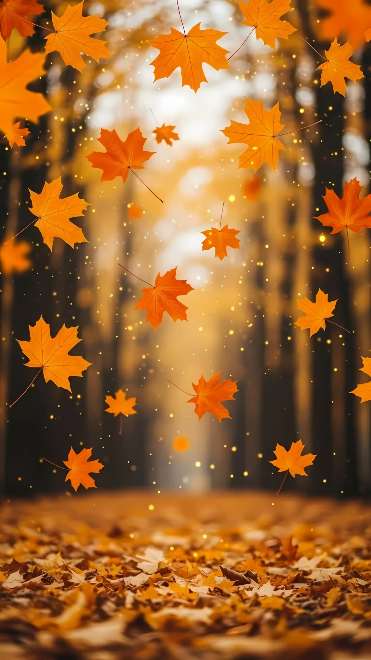 Elevate your designs with this stunning autumn scene featuring falling maple leaves and golden bokeh. Perfect for seasonal campaigns and warm, inviting visuals.