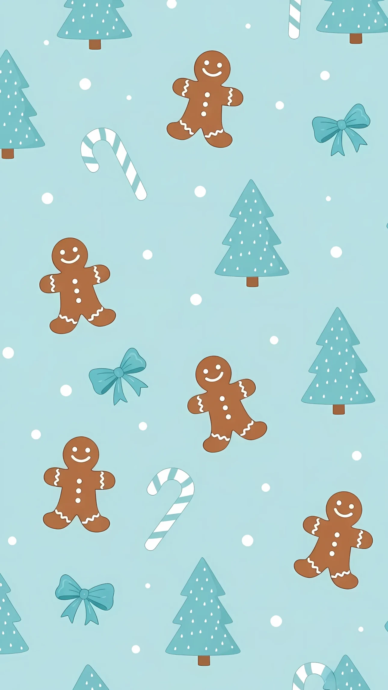 Enhance your holiday designs with this charming Christmas pattern featuring gingerbread men and trees. A premium design asset perfect for festive projects.
