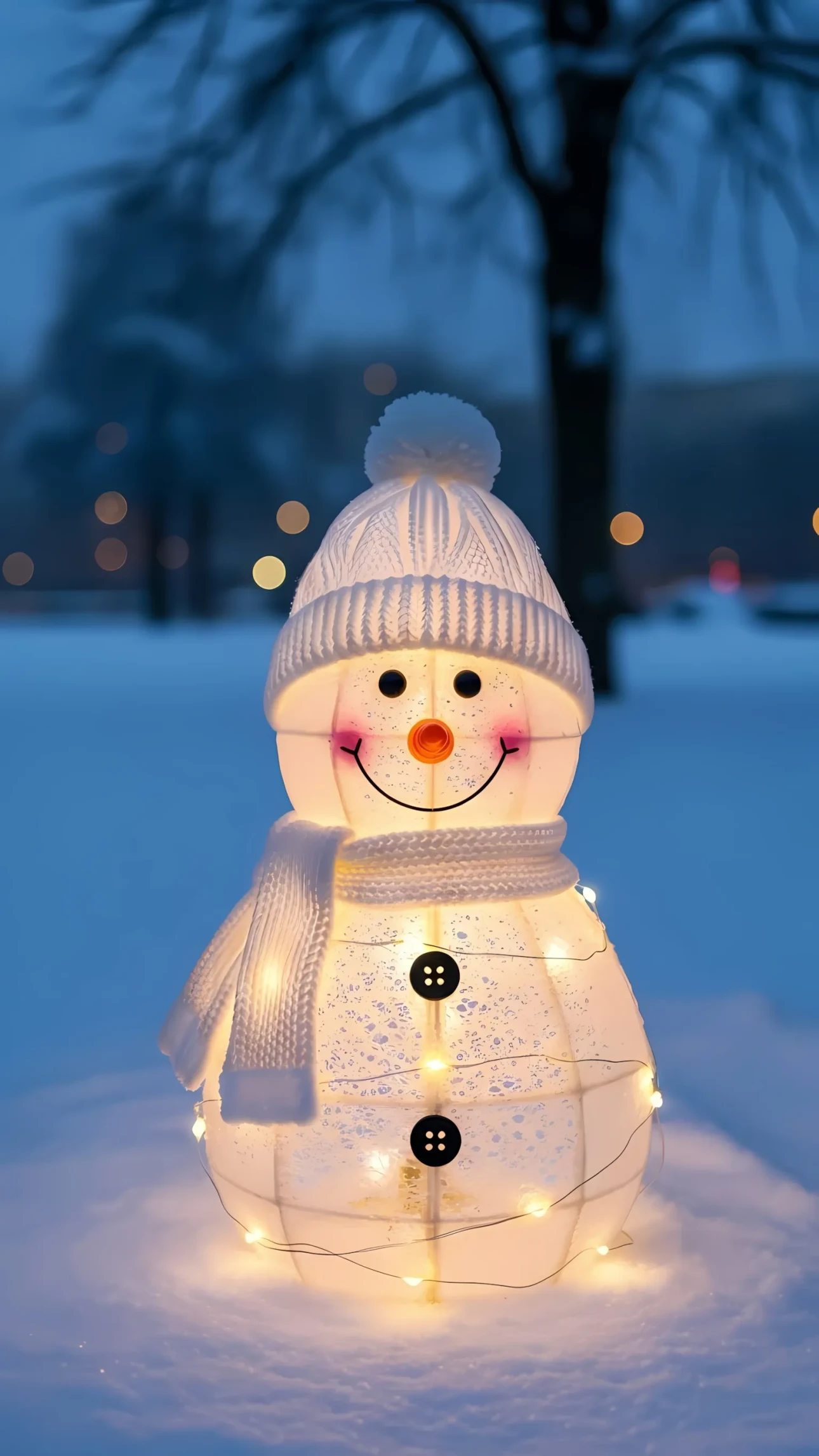 Enhance your winter designs with this charming snowman, featuring soft illumination and festive details. Perfect for holiday greeting cards and seasonal promotions.