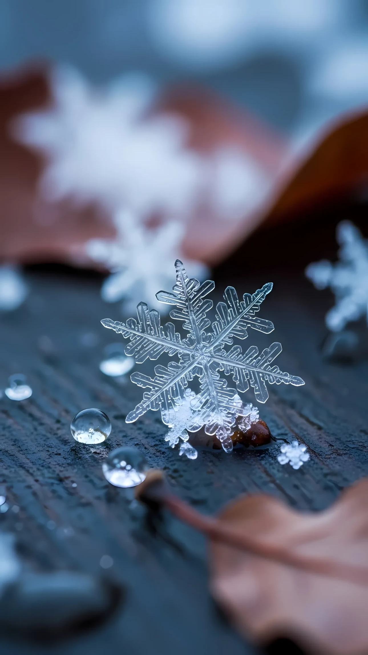 Capture winter's delicate beauty with this snowflake image featuring water droplets. Ideal for seasonal designs and adding a touch of frosty elegance.