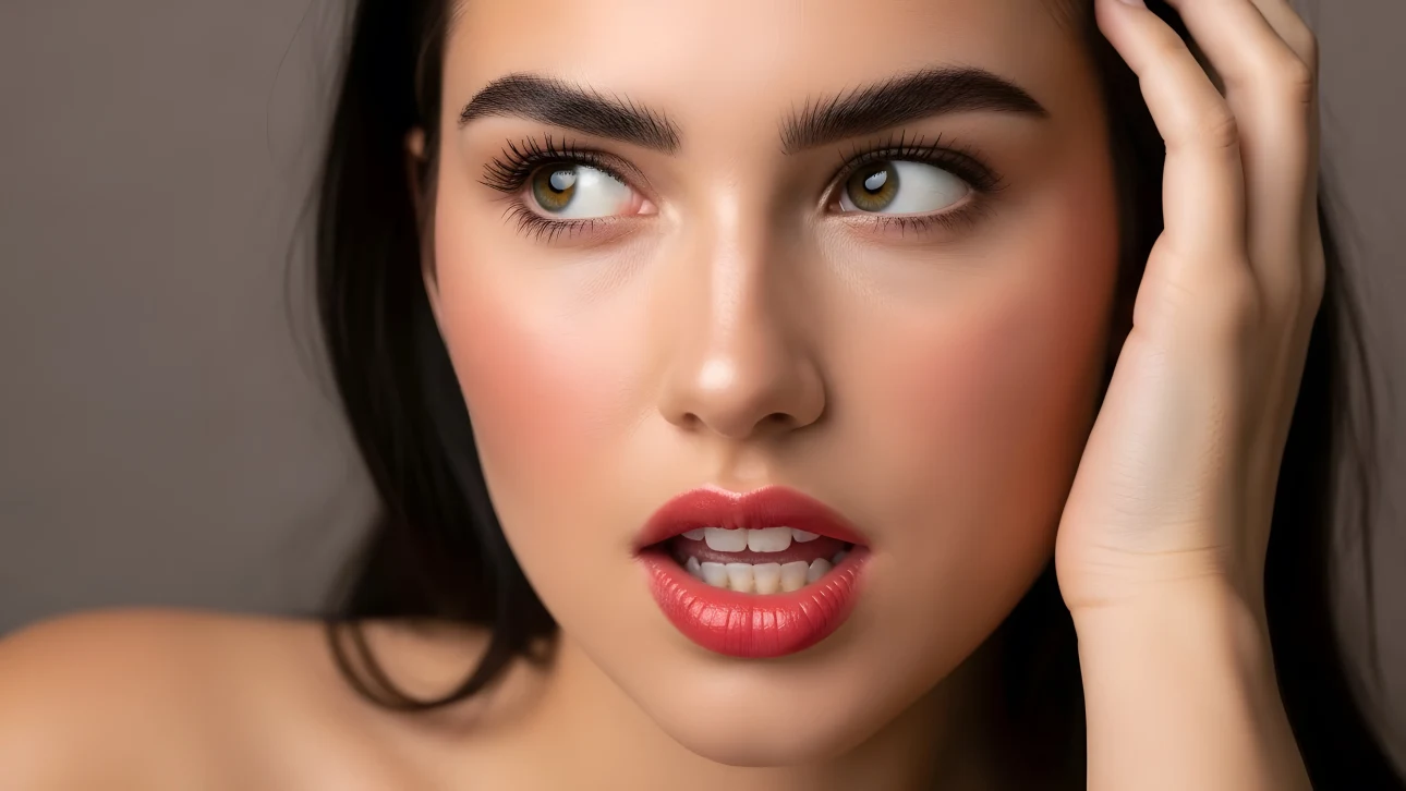 Elevate your project with this captivating image of a woman with vibrant red lipstick, perfect for beauty and fashion designs. Ready for instant commercial use.