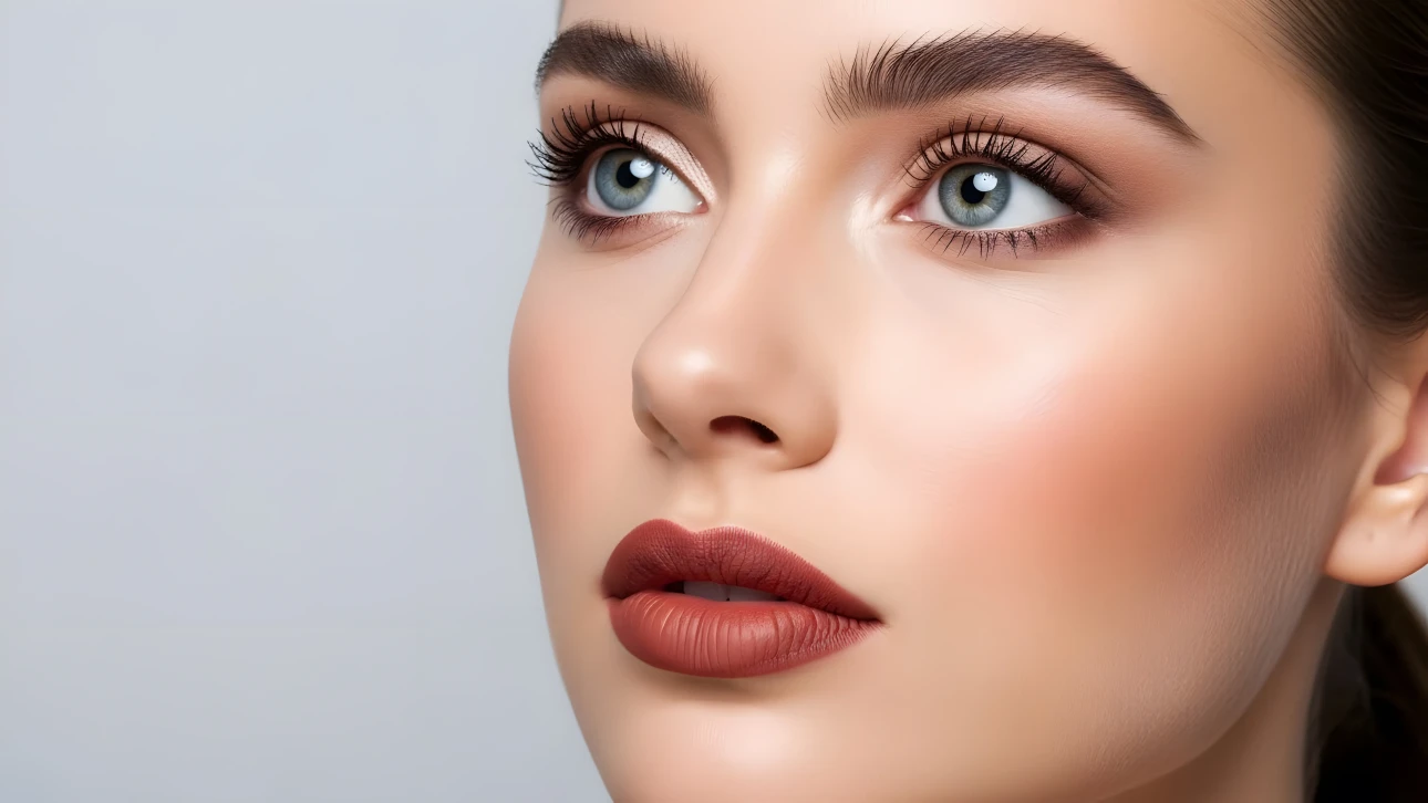 Elevate your beauty projects with this detailed portrait featuring flawless makeup. Perfect for high-fashion editorials and cosmetic brand campaigns.